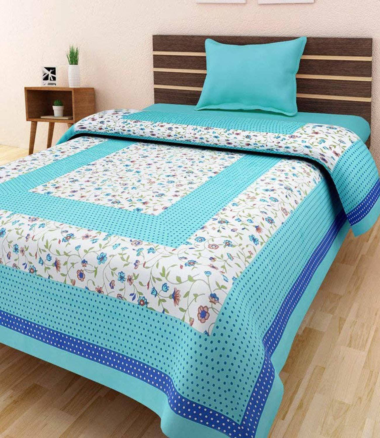 Batham Handloom Cotton 1 Single Bedsheet with 1 Pillow Cover ( Green )     			Batham Handloom Cotton 1 Single Bedsheet with 1 Pillow Cover ( Green )