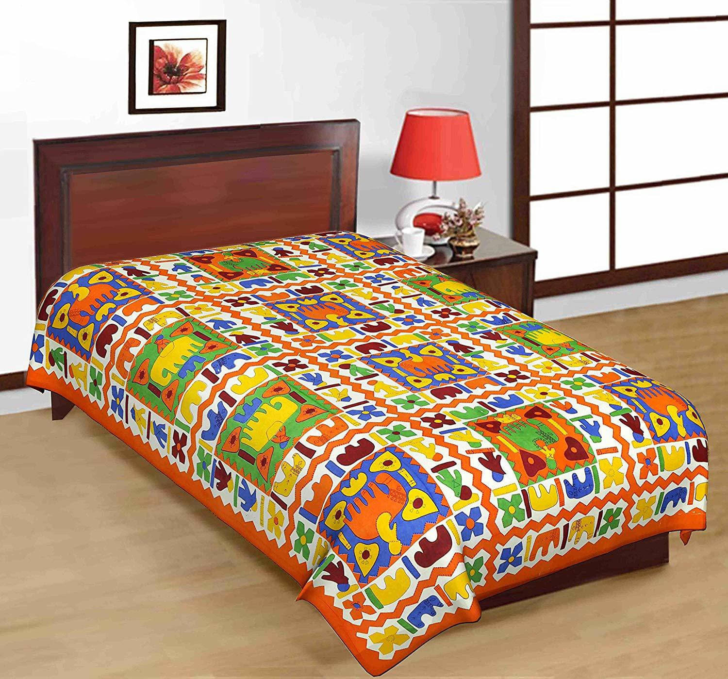 Batham Handloom Cotton 1 Single Bedsheet with 1 Pillow Cover ( Multicolor )     			Batham Handloom Cotton 1 Single Bedsheet with 1 Pillow Cover ( Multicolor )