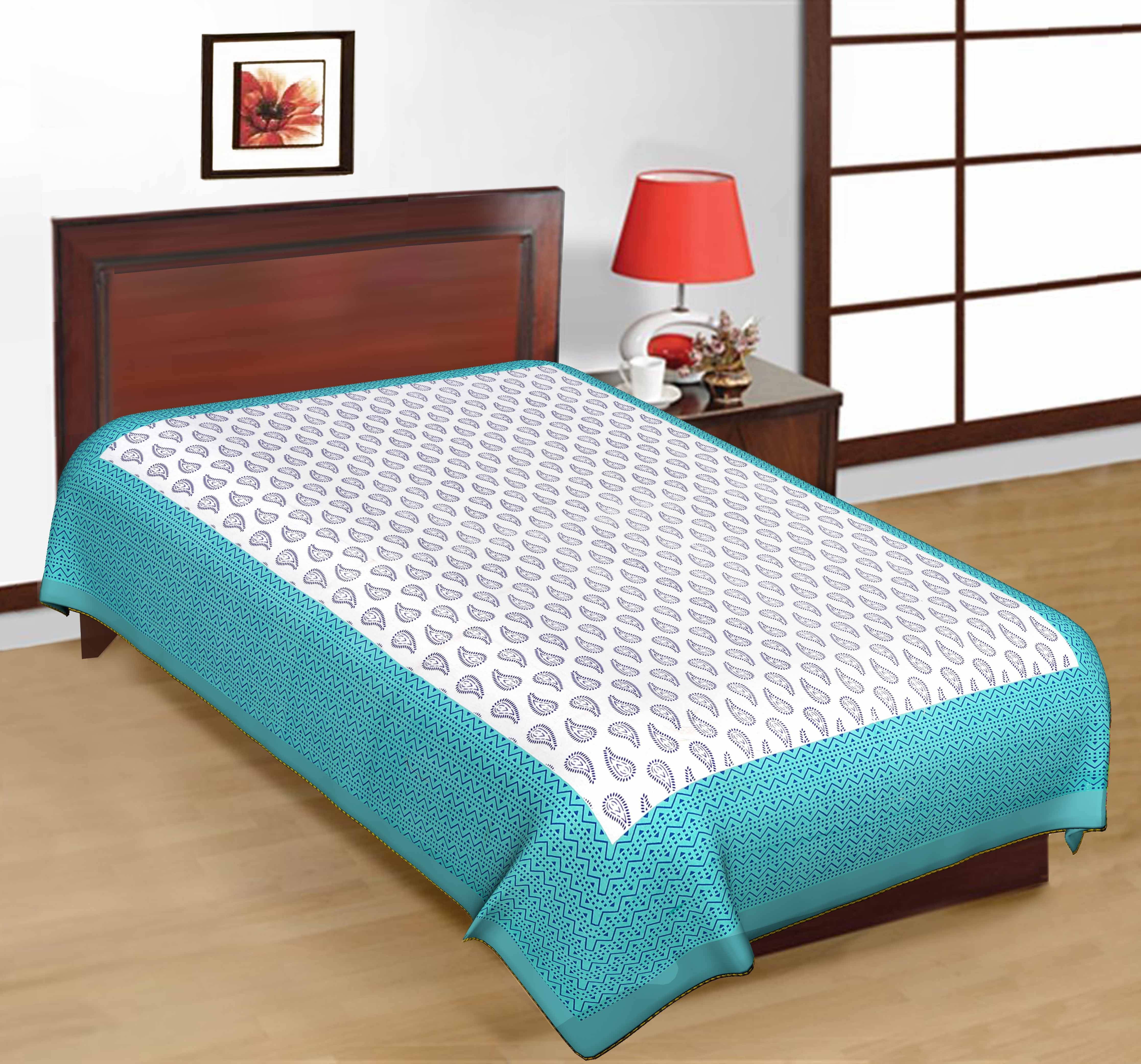 Batham Handloom Cotton 1 Single Bedsheet with 1 Pillow Cover ( Green ) Batham Handloom Cotton 1 Single Bedsheet with 1 Pillow Cover ( Green )