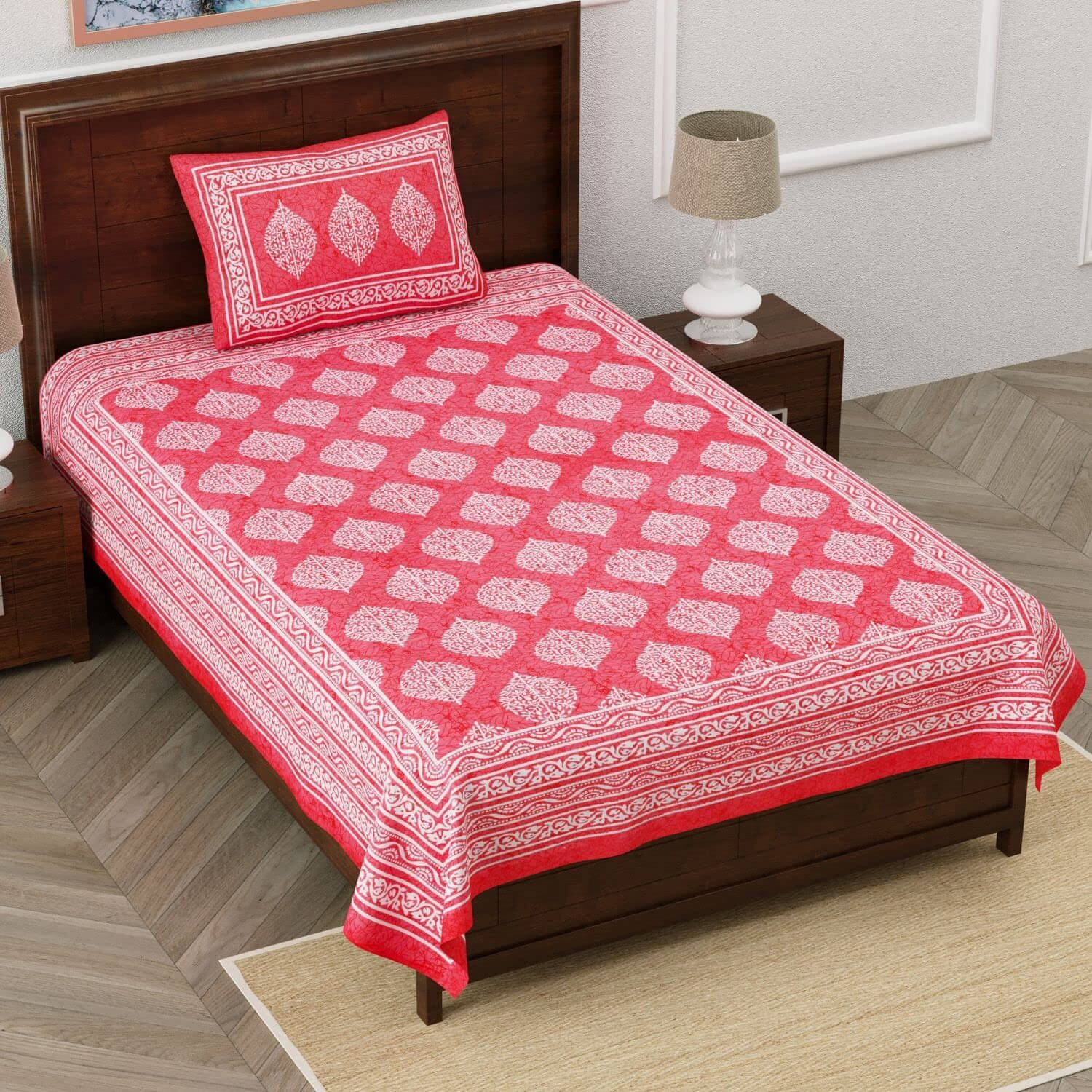 Batham Handloom Cotton 1 Single Bedsheet with 1 Pillow Cover ( Pink ) Batham Handloom Cotton 1 Single Bedsheet with 1 Pillow Cover ( Pink )