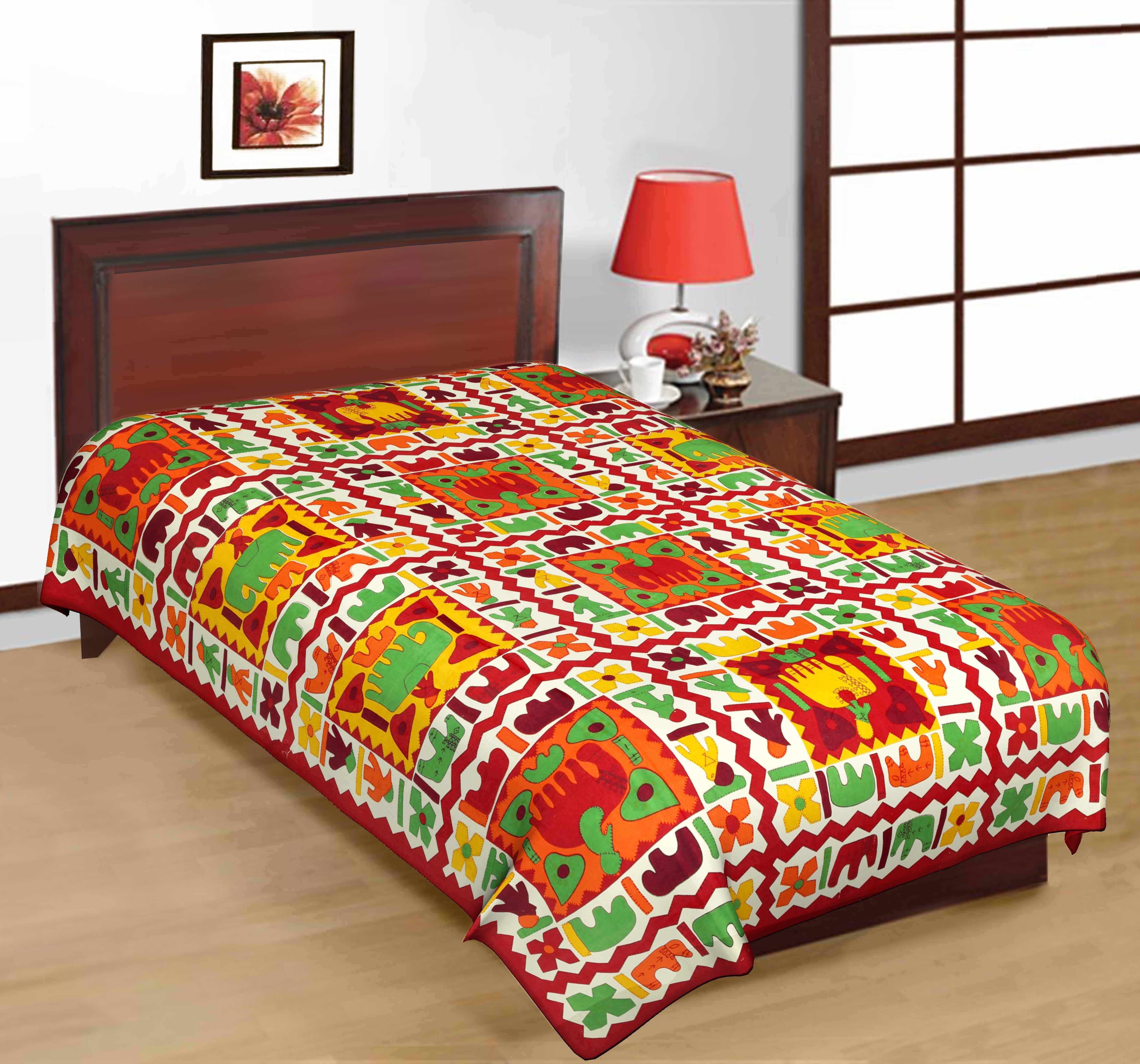     			Batham Handloom Cotton 1 Single Bedsheet with 1 Pillow Cover ( Multicolor )