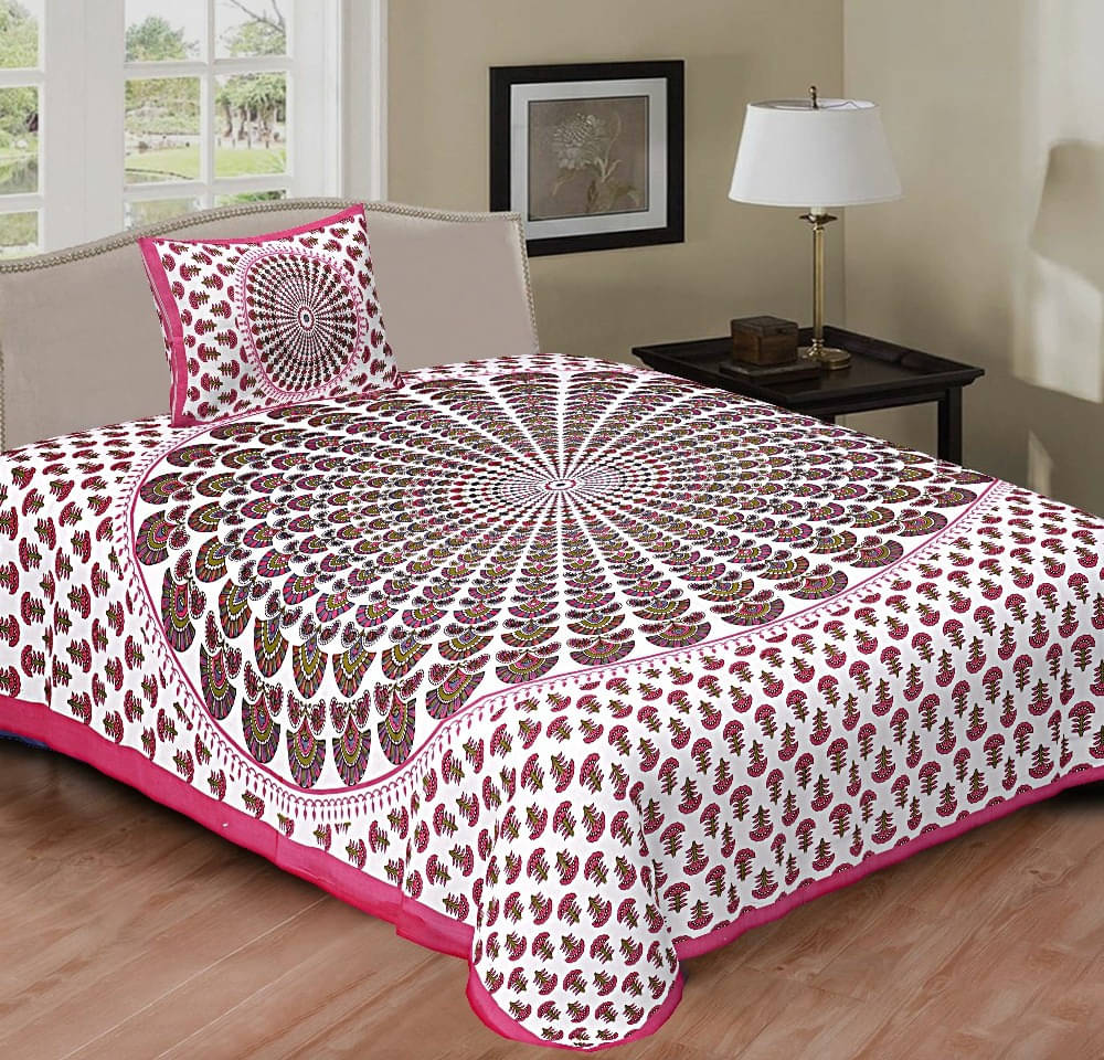     			Batham Handloom Cotton 1 Single Bedsheet with 1 Pillow Cover ( Multicolor )