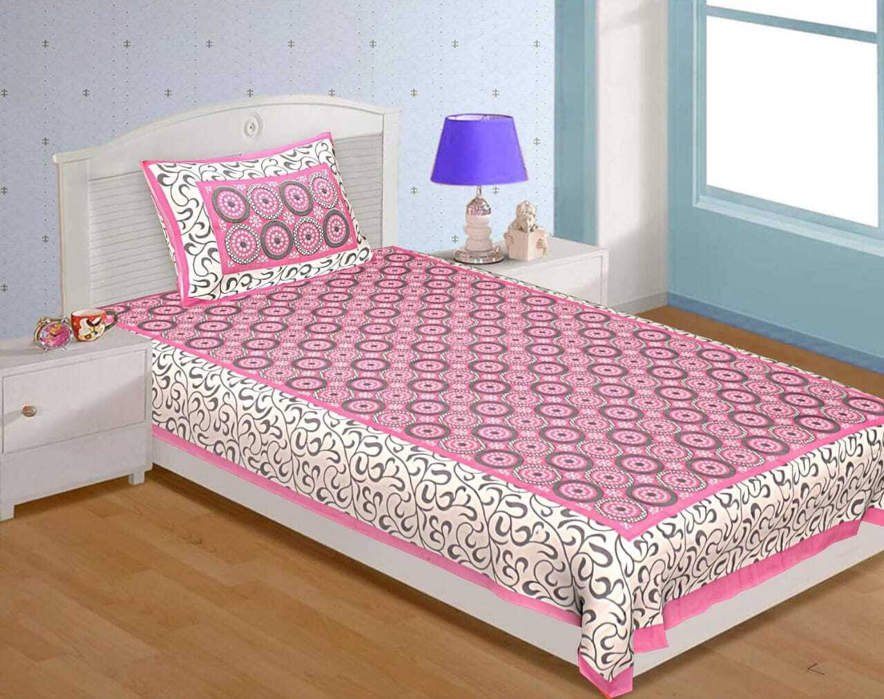 Batham Handloom Cotton 1 Single Bedsheet with 1 Pillow Cover ( Pink )     			Batham Handloom Cotton 1 Single Bedsheet with 1 Pillow Cover ( Pink )