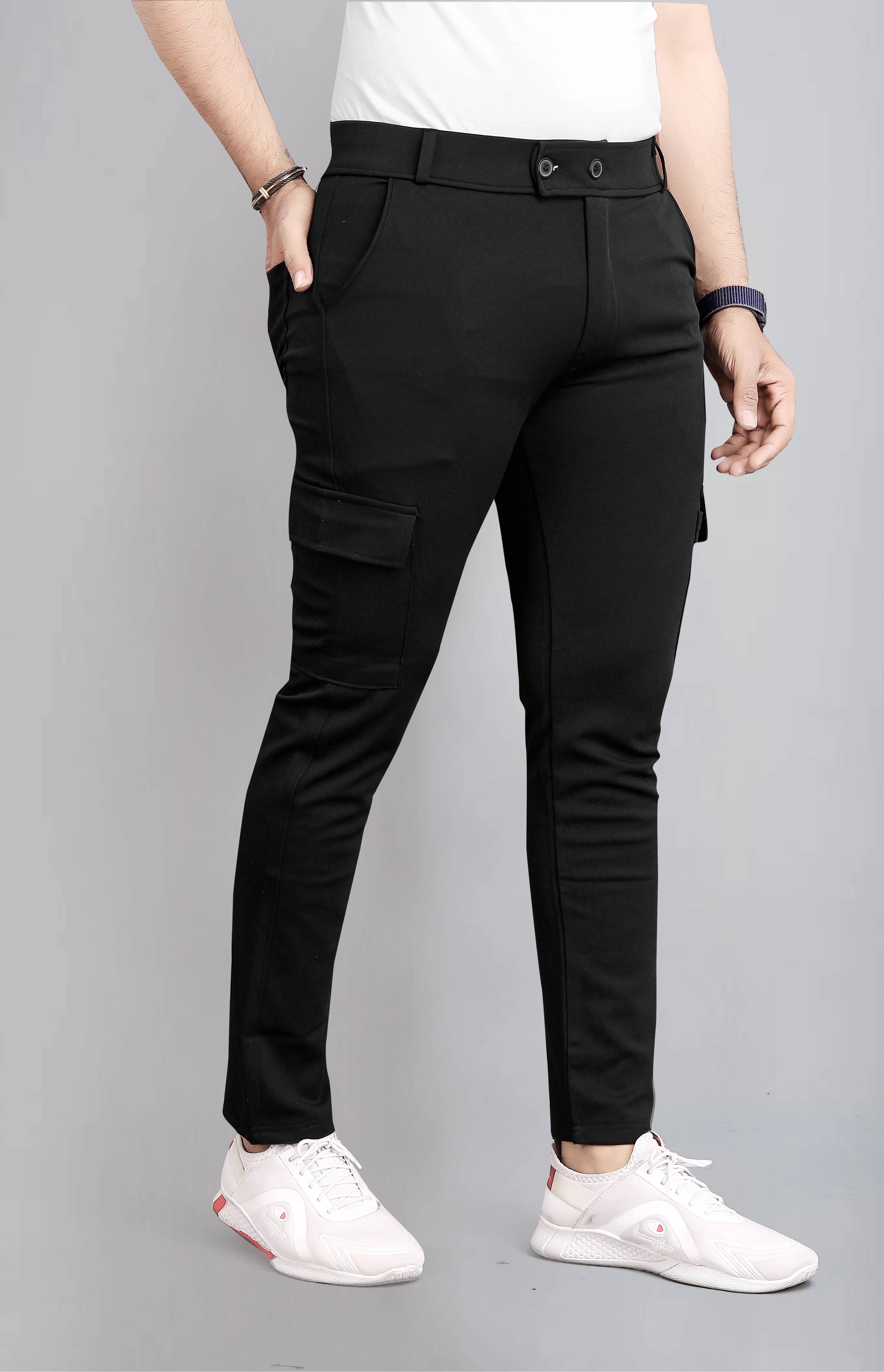     			COMBRAIDED Slim Flat Men's Trouser - Black ( Pack of 1 )