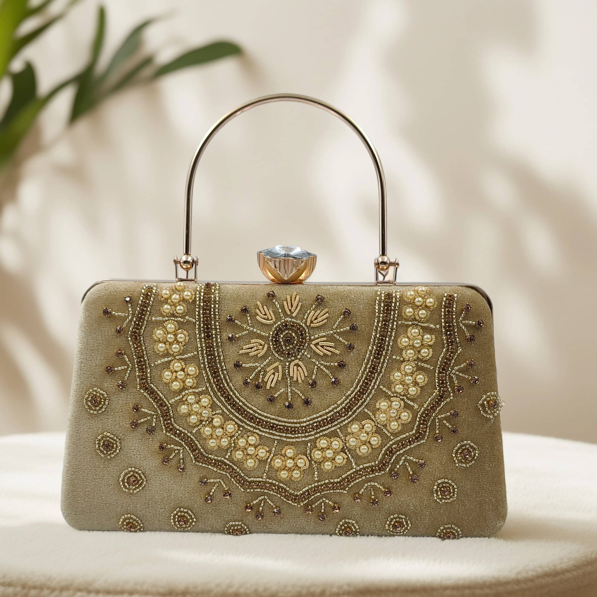     			Generic Gold Fabric Box Clutch