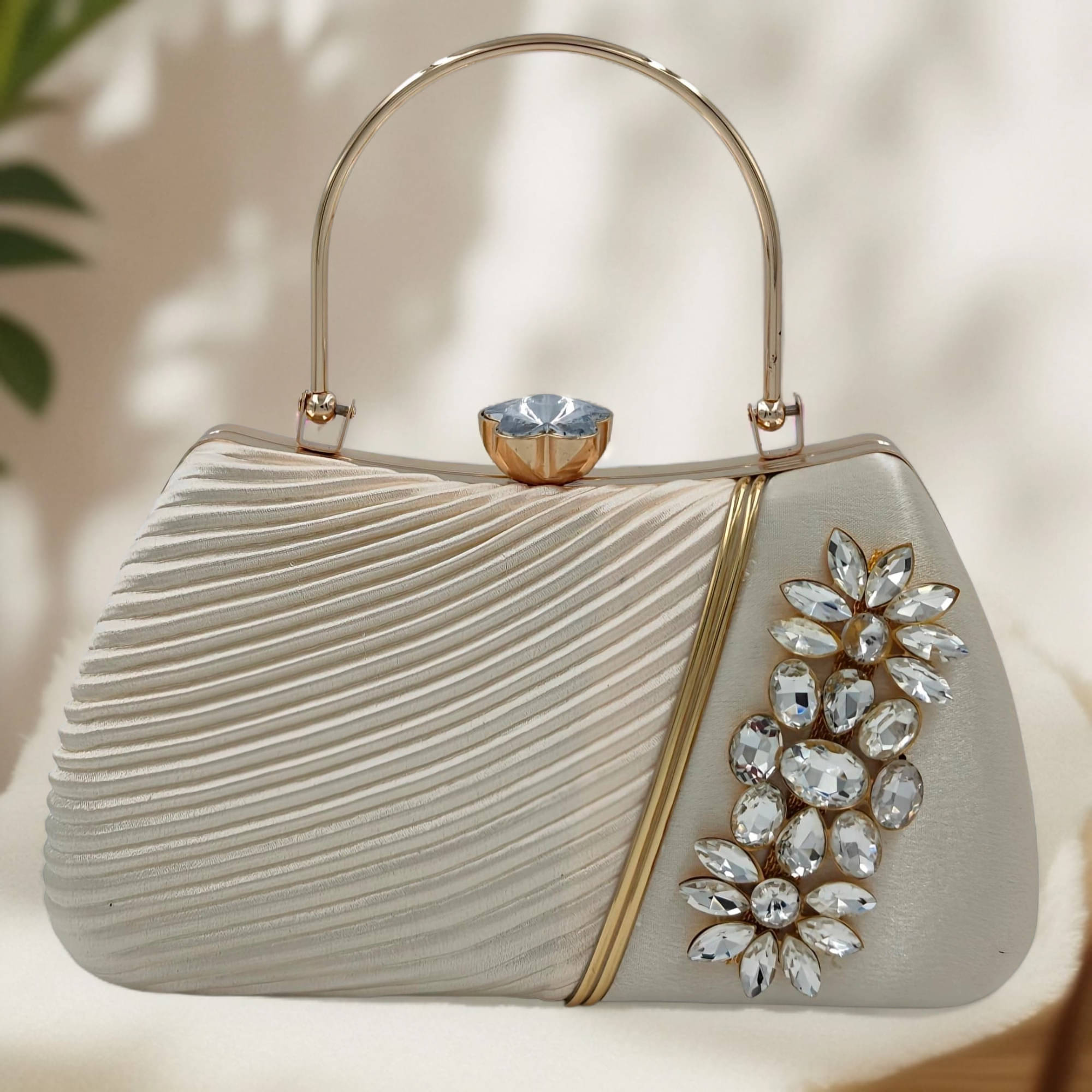     			Generic Gold Fabric Box Clutch