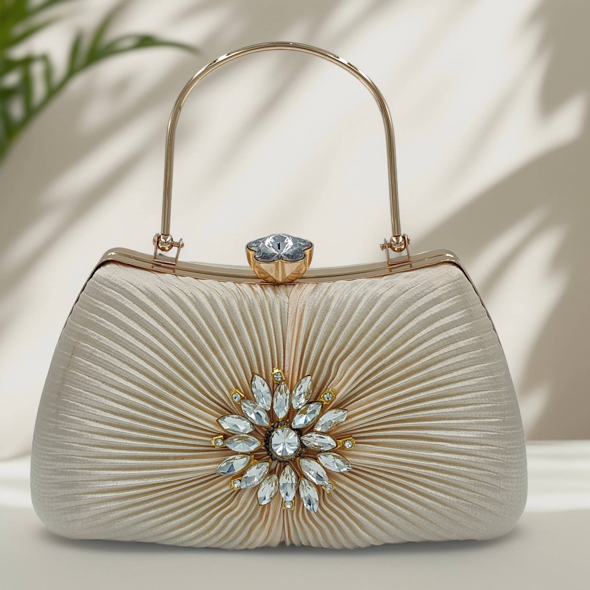     			Generic Gold Fabric Box Clutch
