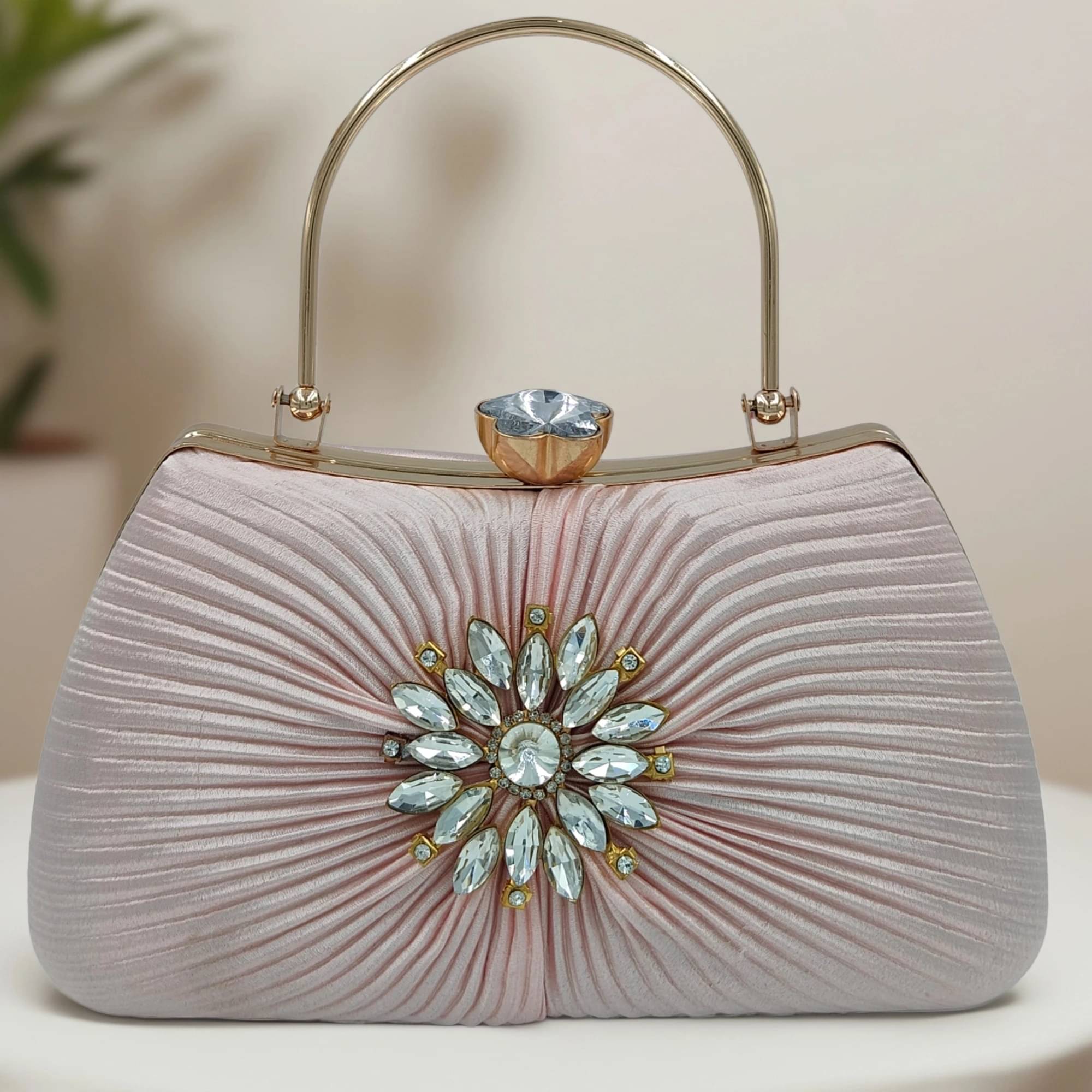     			Generic Peach Fabric Box Clutch