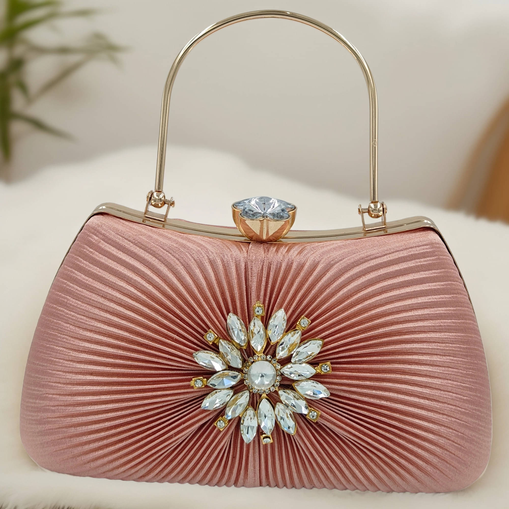     			Generic Pink Fabric Box Clutch