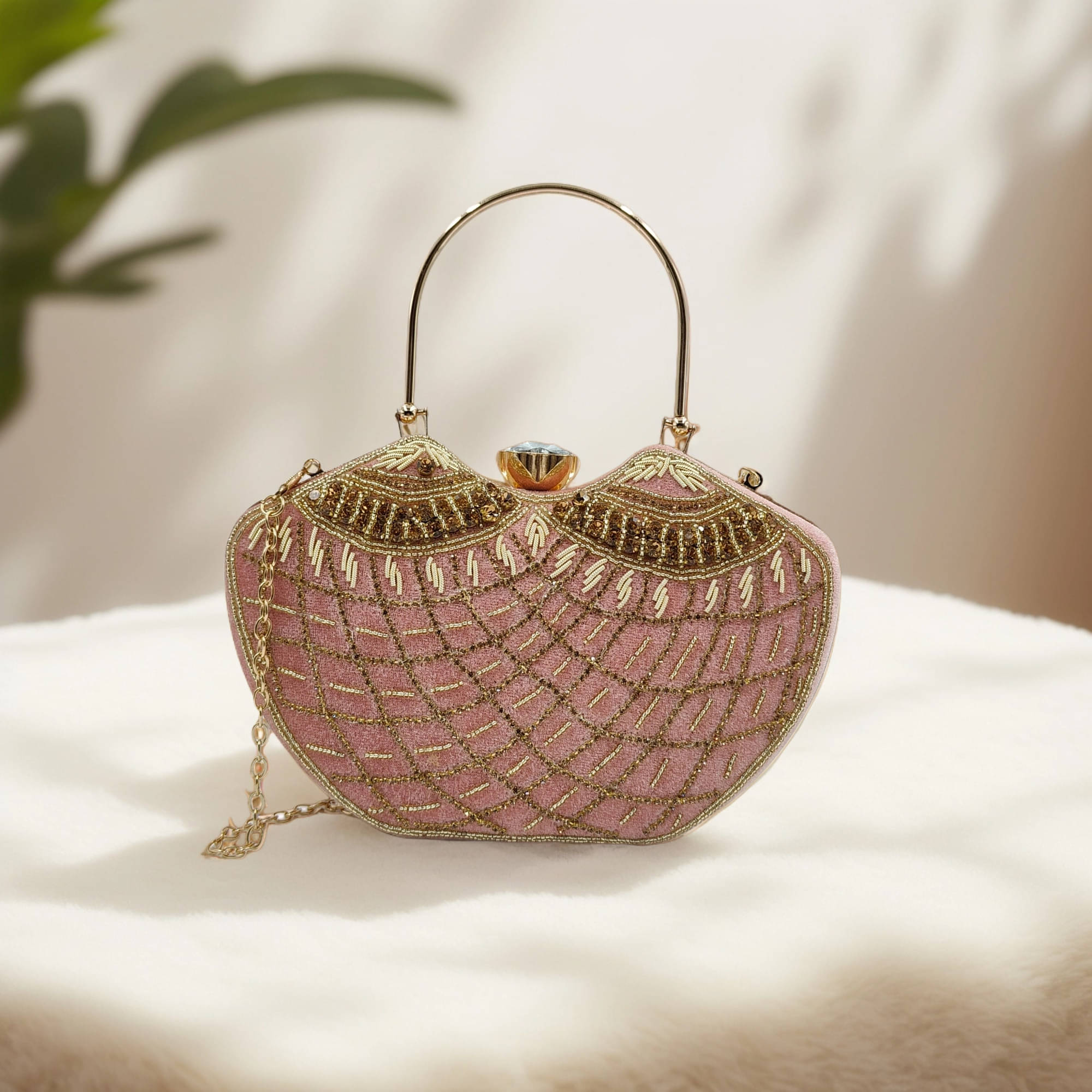     			Generic Pink Faux Leather Box Clutch