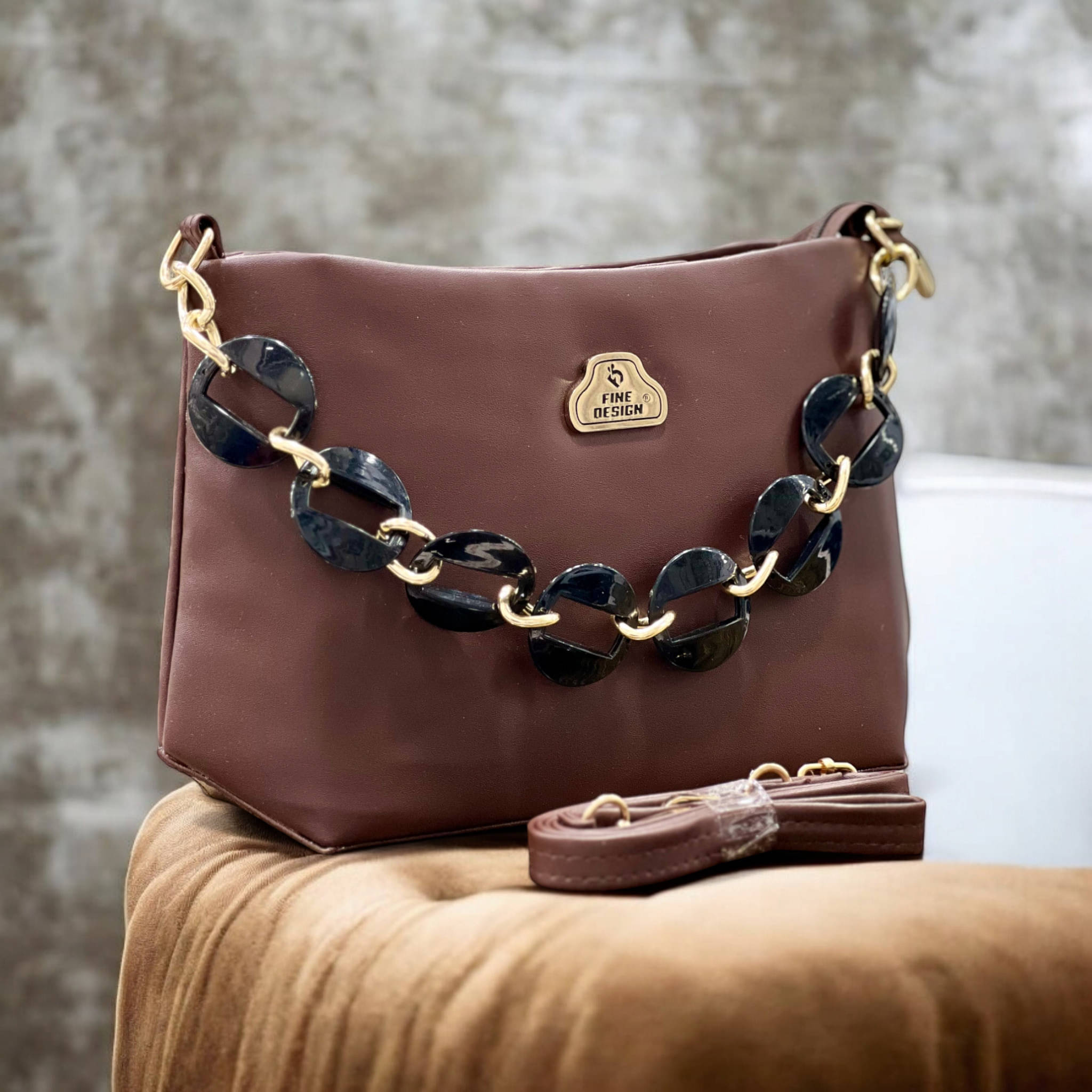     			Jazzberry Handheld Bag PU Set of 1 ( Brown )