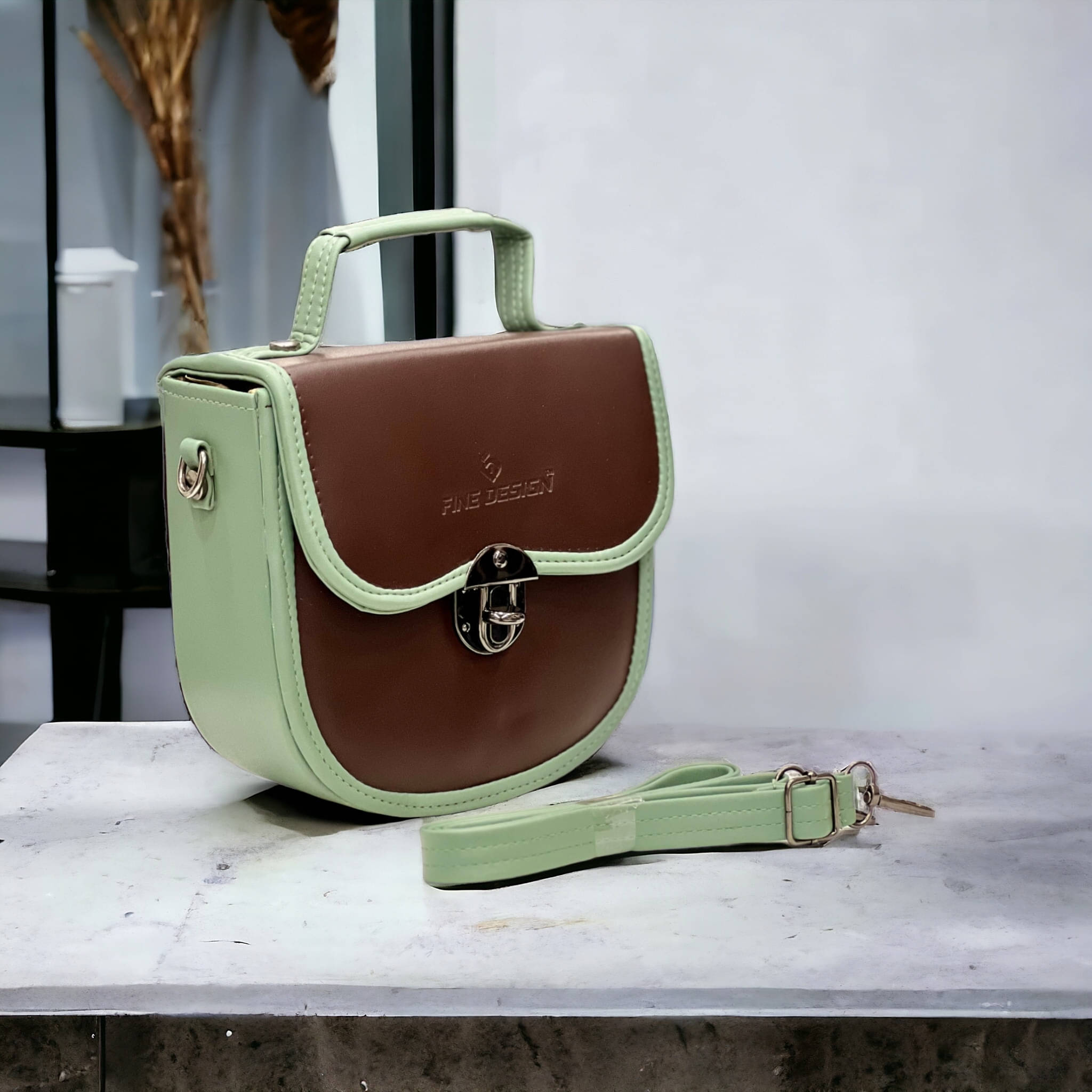     			Jazzberry Handheld Bag PU Set of 1 ( Brown )
