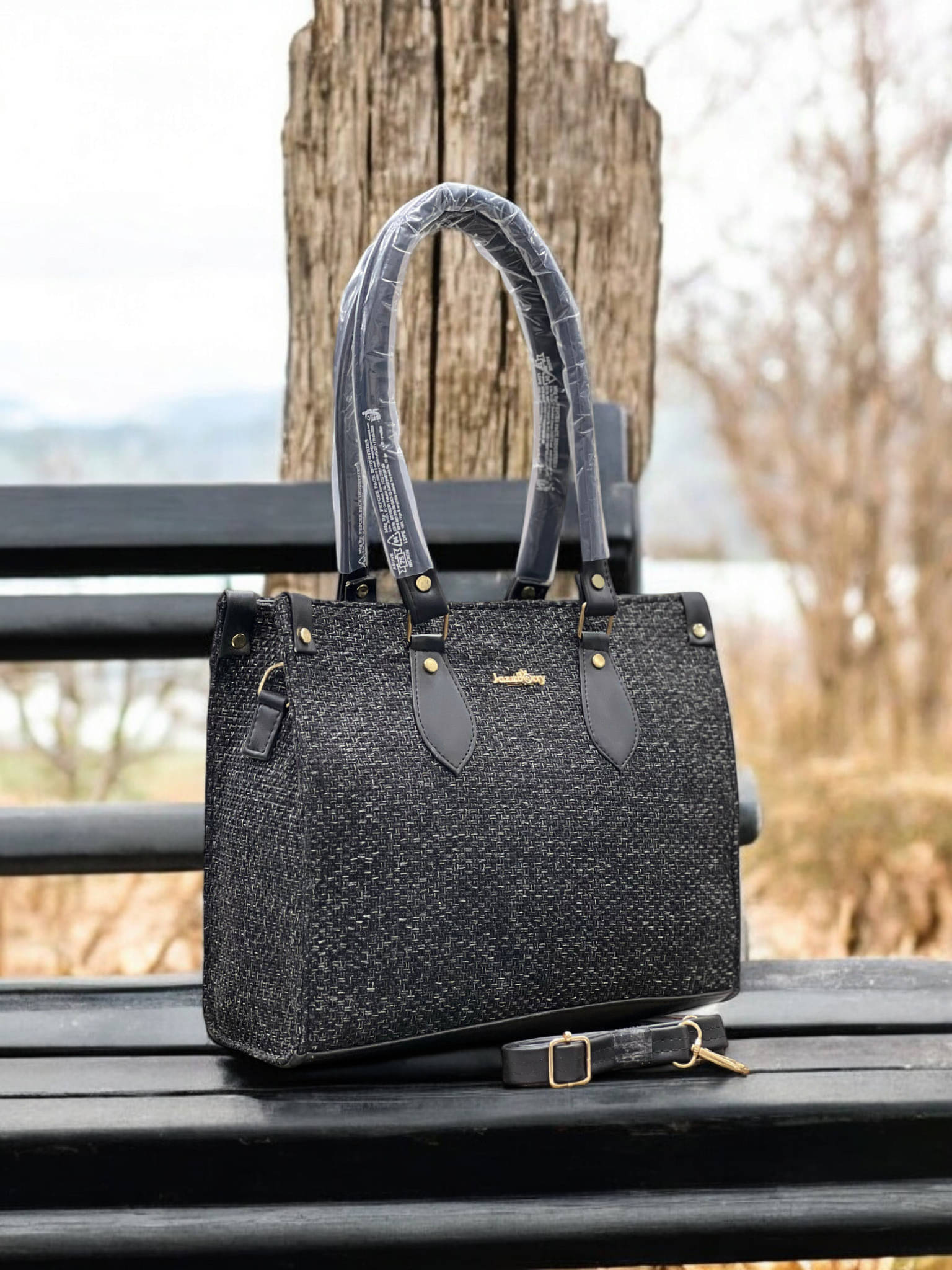     			Jazzberry Tote Bag PU Set of 1 ( Black )