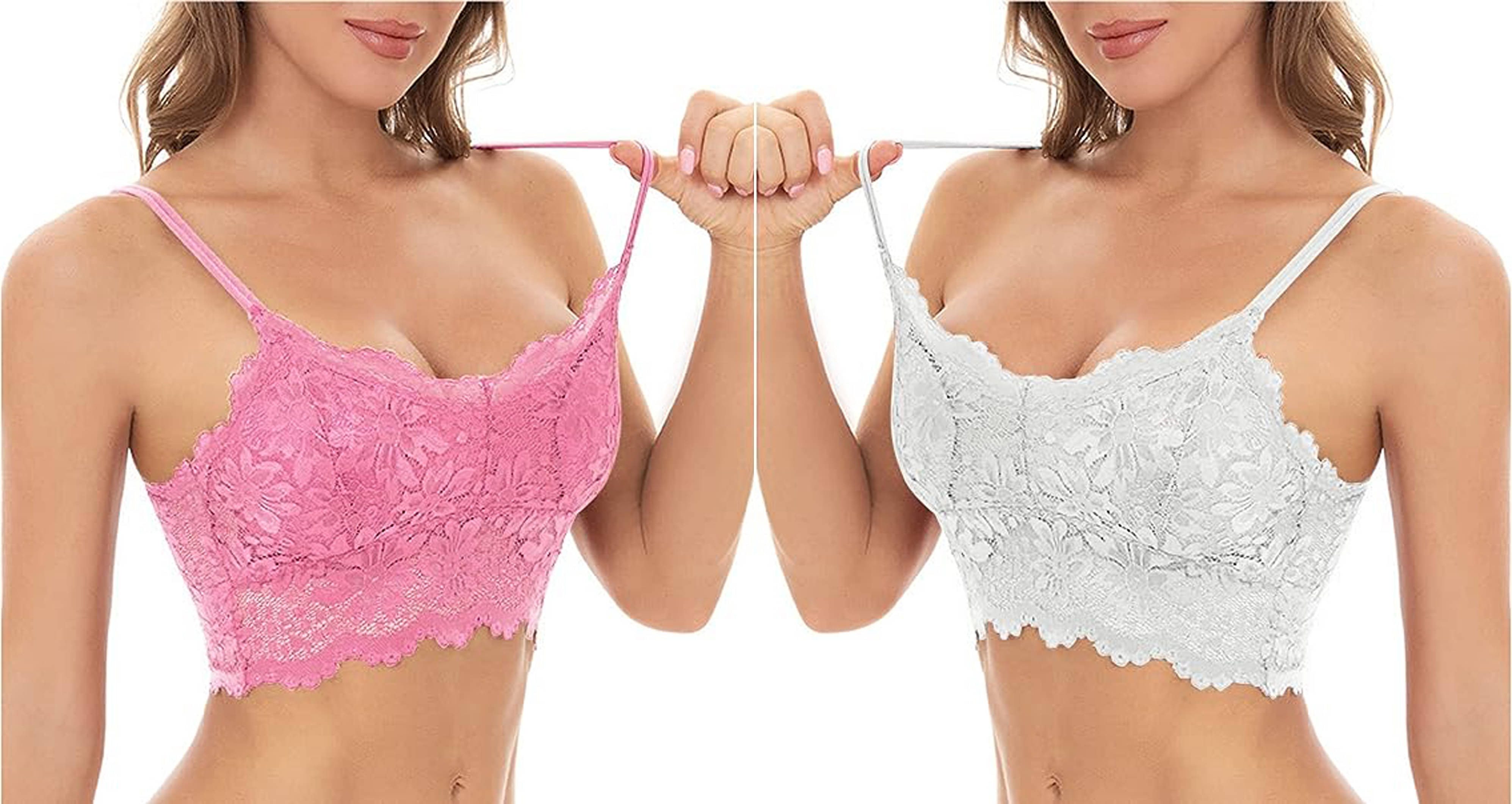 Kamini Pack of 2 Lace Lightly Padded Bralette Bra For Women ( Multicolor2 ) Kamini Pack of 2 Lace Lightly Padded Bralette Bra For Women ( Multicolor2 )