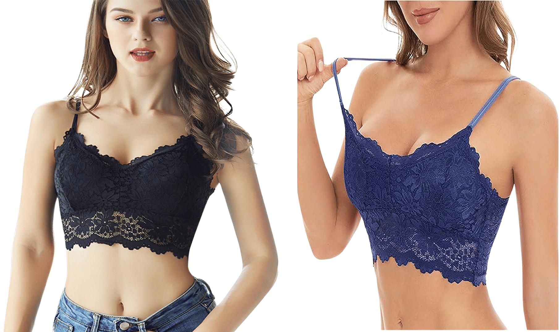 Kamini Pack of 2 Lace Lightly Padded Bralette Bra For Women ( Multicolor1 ) Kamini Pack of 2 Lace Lightly Padded Bralette Bra For Women ( Multicolor1 )