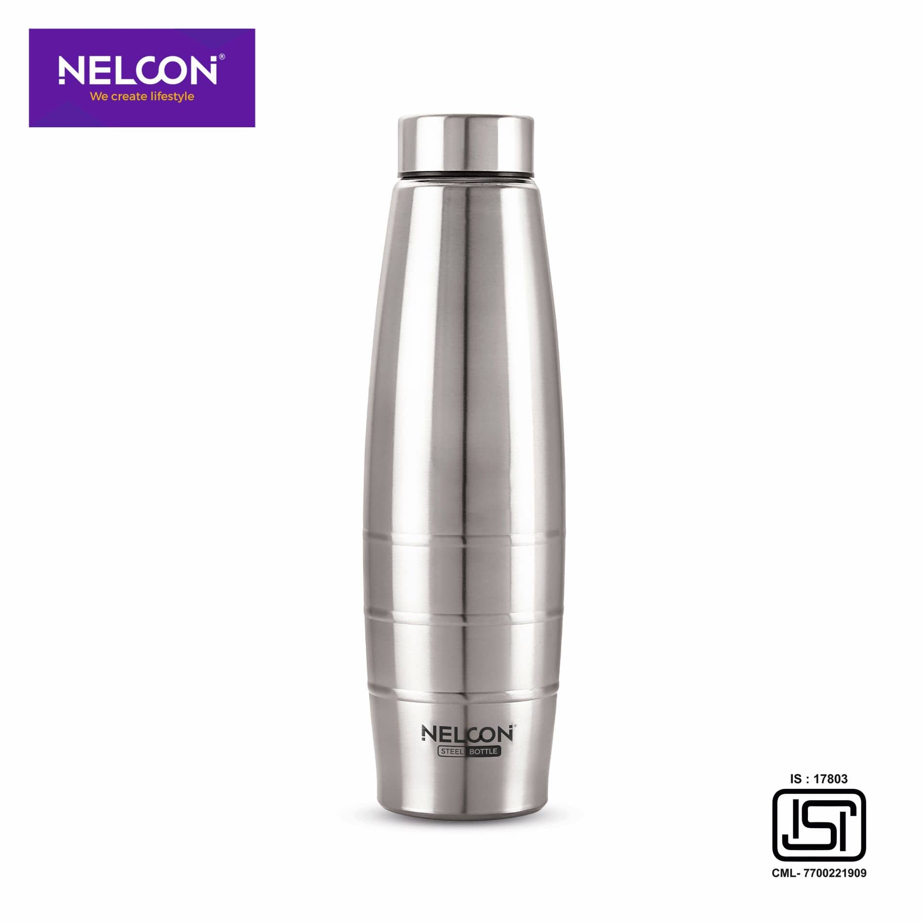 Nelcon ECO Silver Stainless Steel Water Bottle 1000 mL ( Set of 1 )