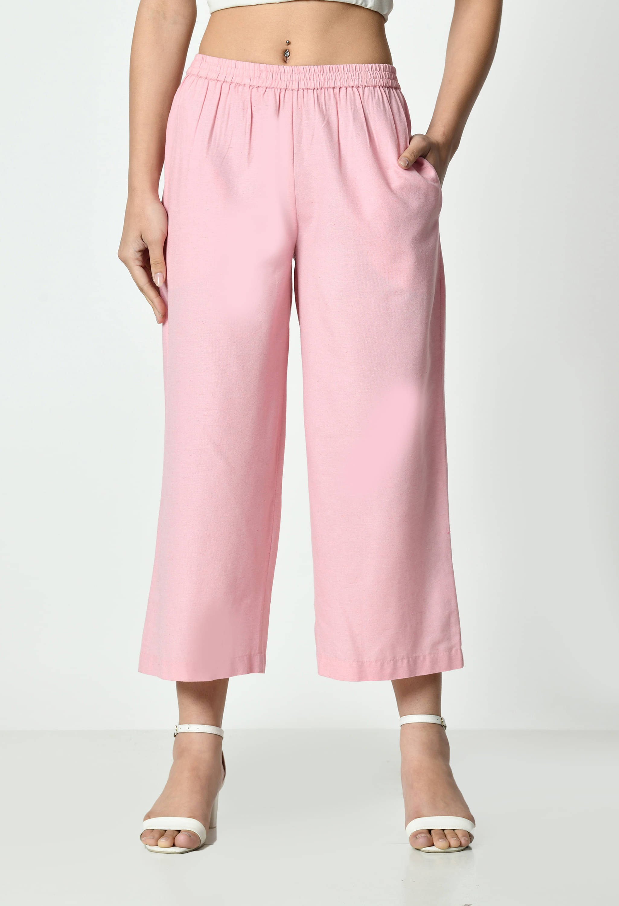 OTIRA Pack of 1 Cotton Blend Straight Women's Palazzos ( Pink ) OTIRA Pack of 1 Cotton Blend Straight Women's Palazzos ( Pink )