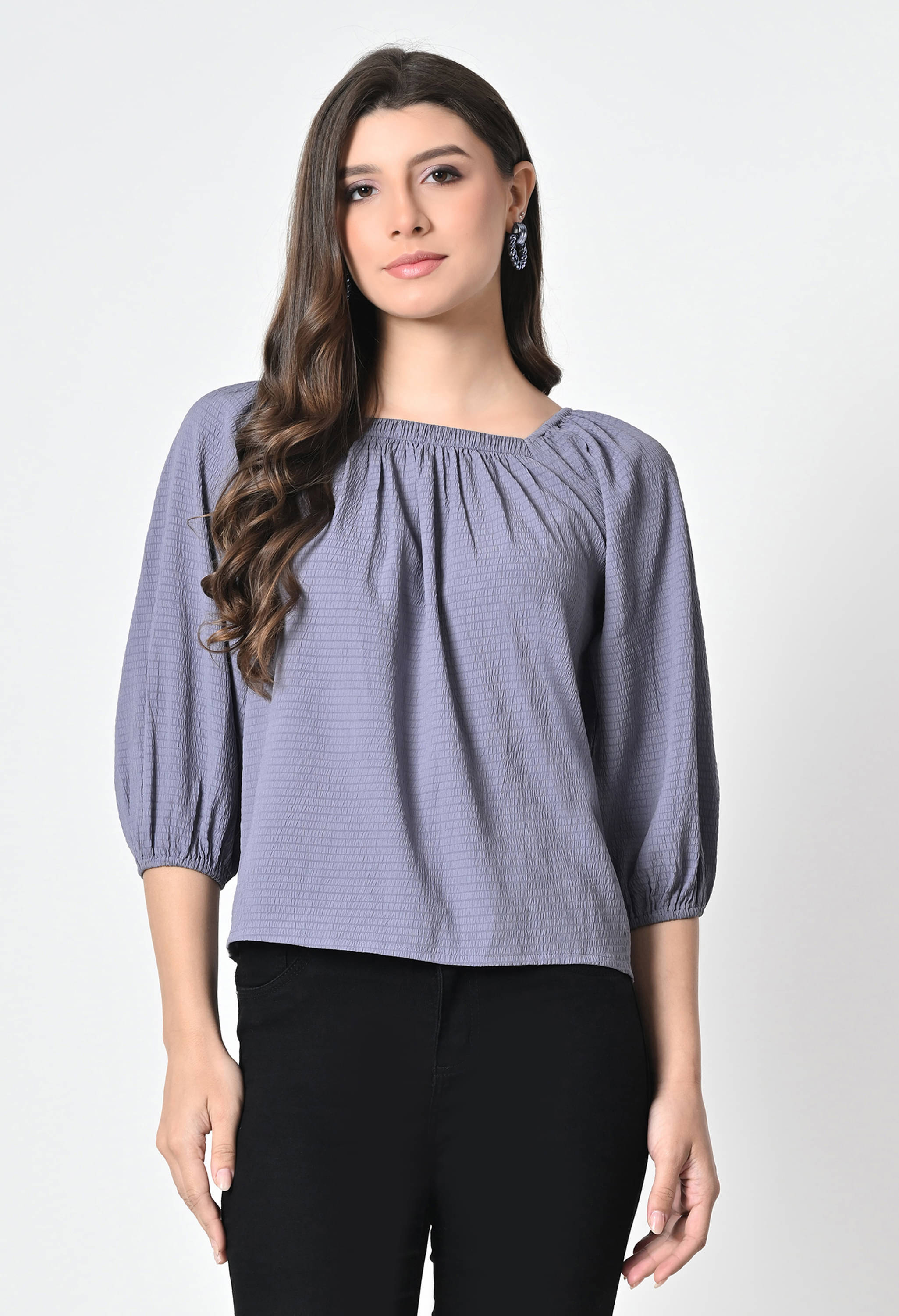     			OTIRA Women's Polyester Regular Top ( Purple )