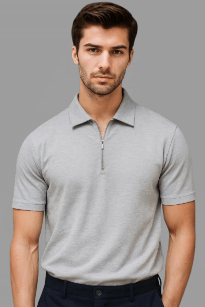 RAGSHI Men Cotton Blend Regular Fit Solid Polo T Shirt ( Grey ) RAGSHI Men Cotton Blend Regular Fit Solid Polo T Shirt ( Grey )