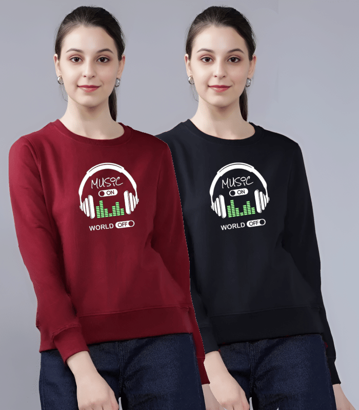 Reya Cotton Blend Women's Non Hooded Sweatshirt ( Multicolor 1 ) Reya Cotton Blend Women's Non Hooded Sweatshirt ( Multicolor 1 )