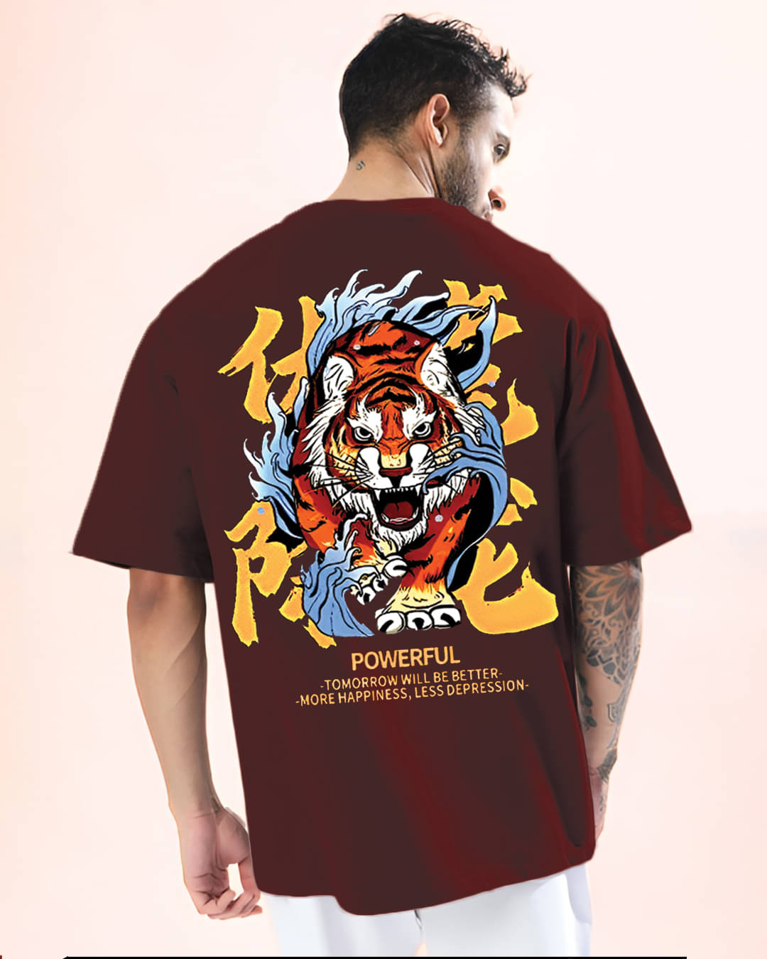 Reya Men Cotton Blend Oversized Fit Printed T-Shirt ( Maroon ) Reya Men Cotton Blend Oversized Fit Printed T-Shirt ( Maroon )