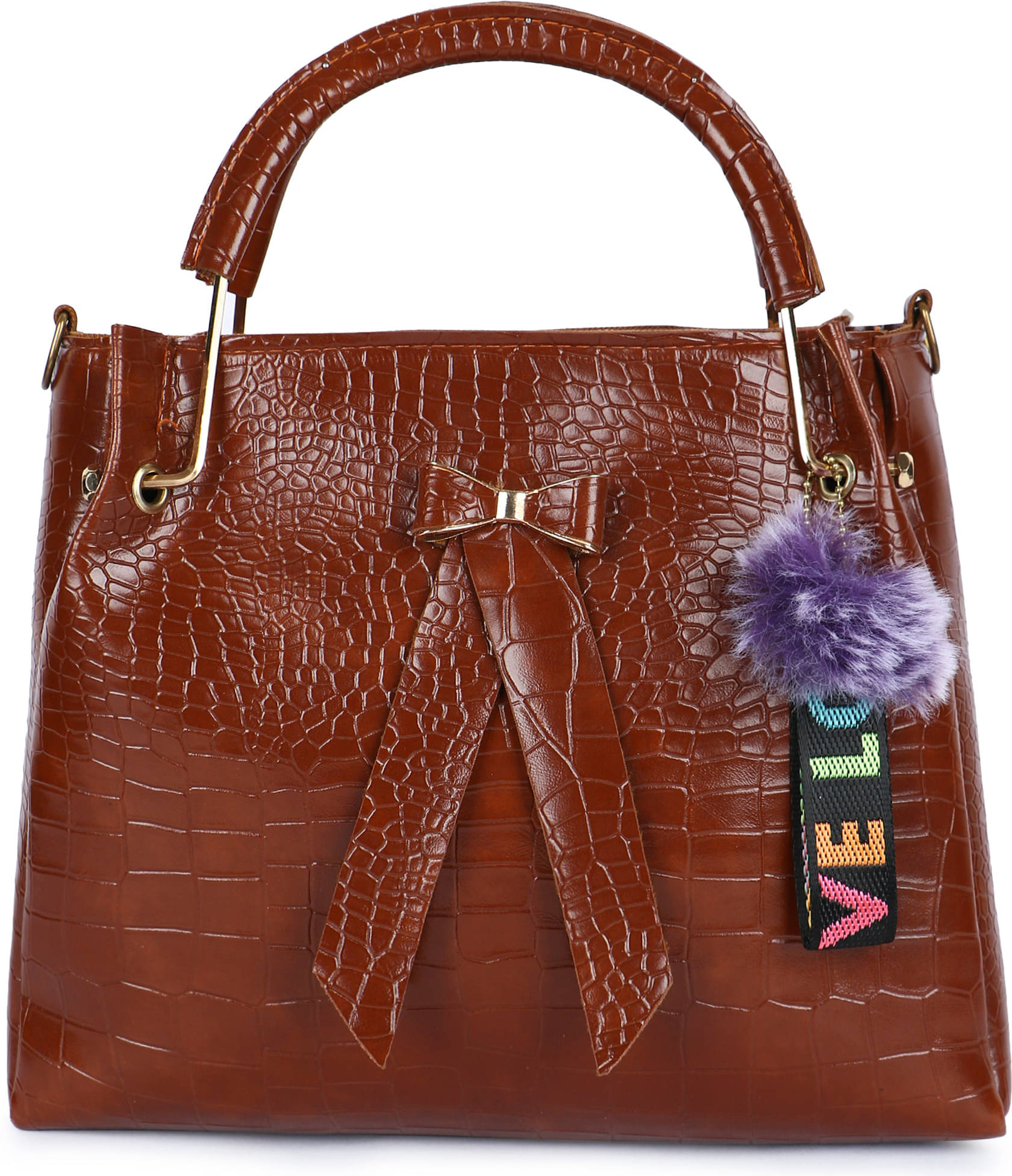     			WOB Handheld Bag Artificial Leather Set of 1 ( Brown )