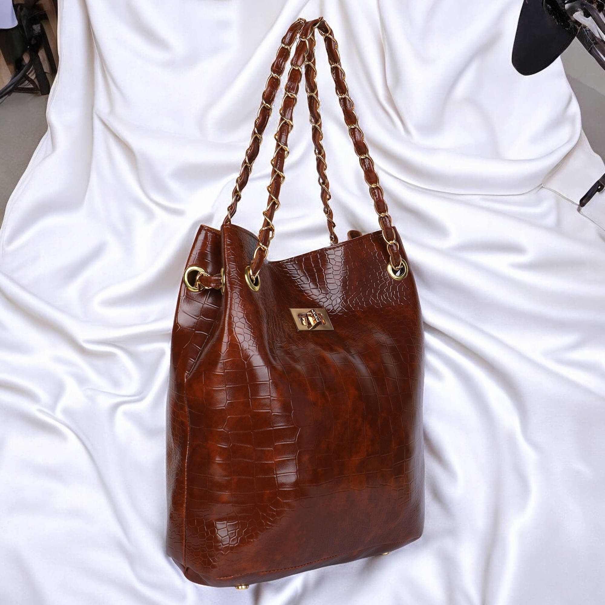     			WOB Handheld Bag Fabric Set of 1 ( Tan )