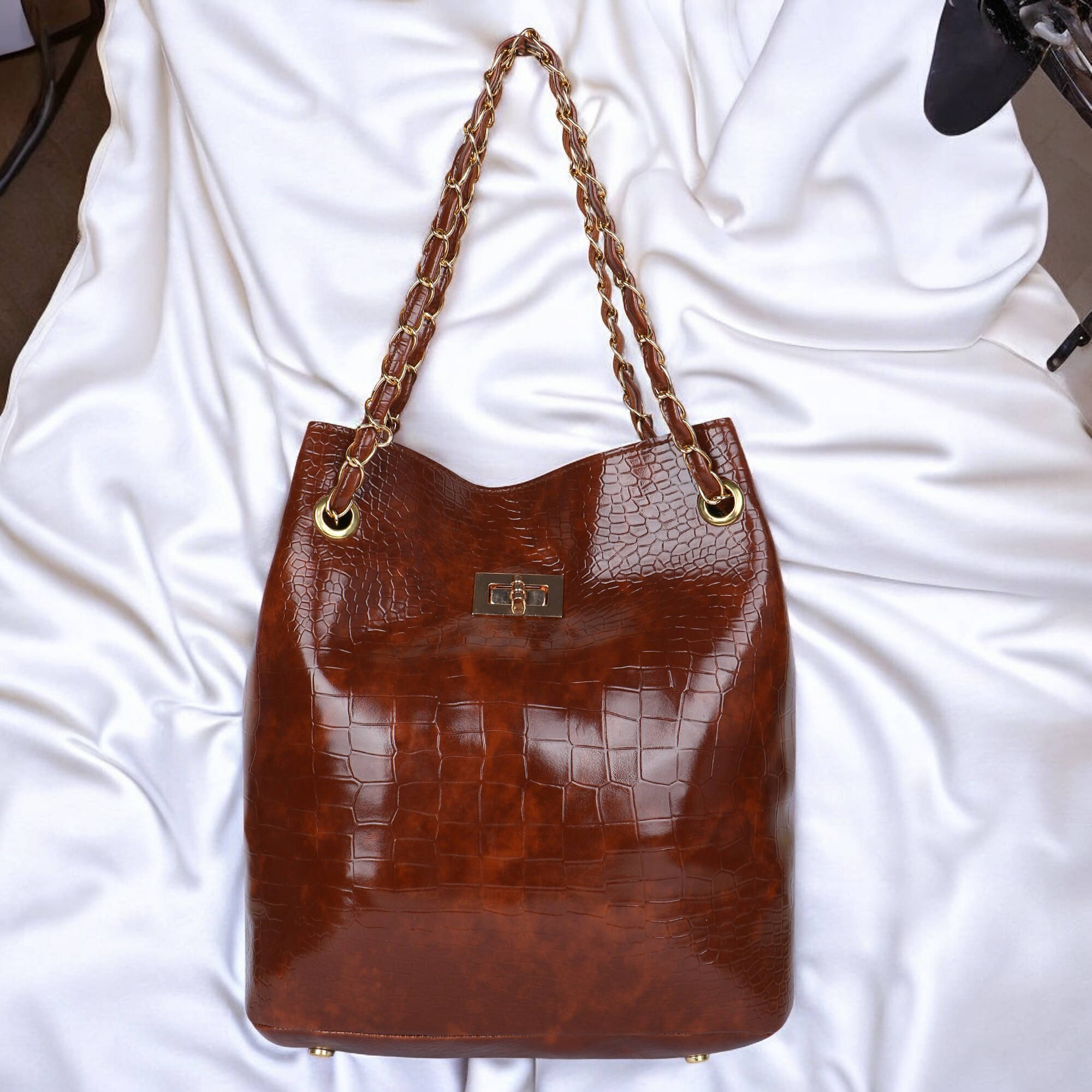     			WOB Handheld Bag Fabric Set of 1 ( Tan )