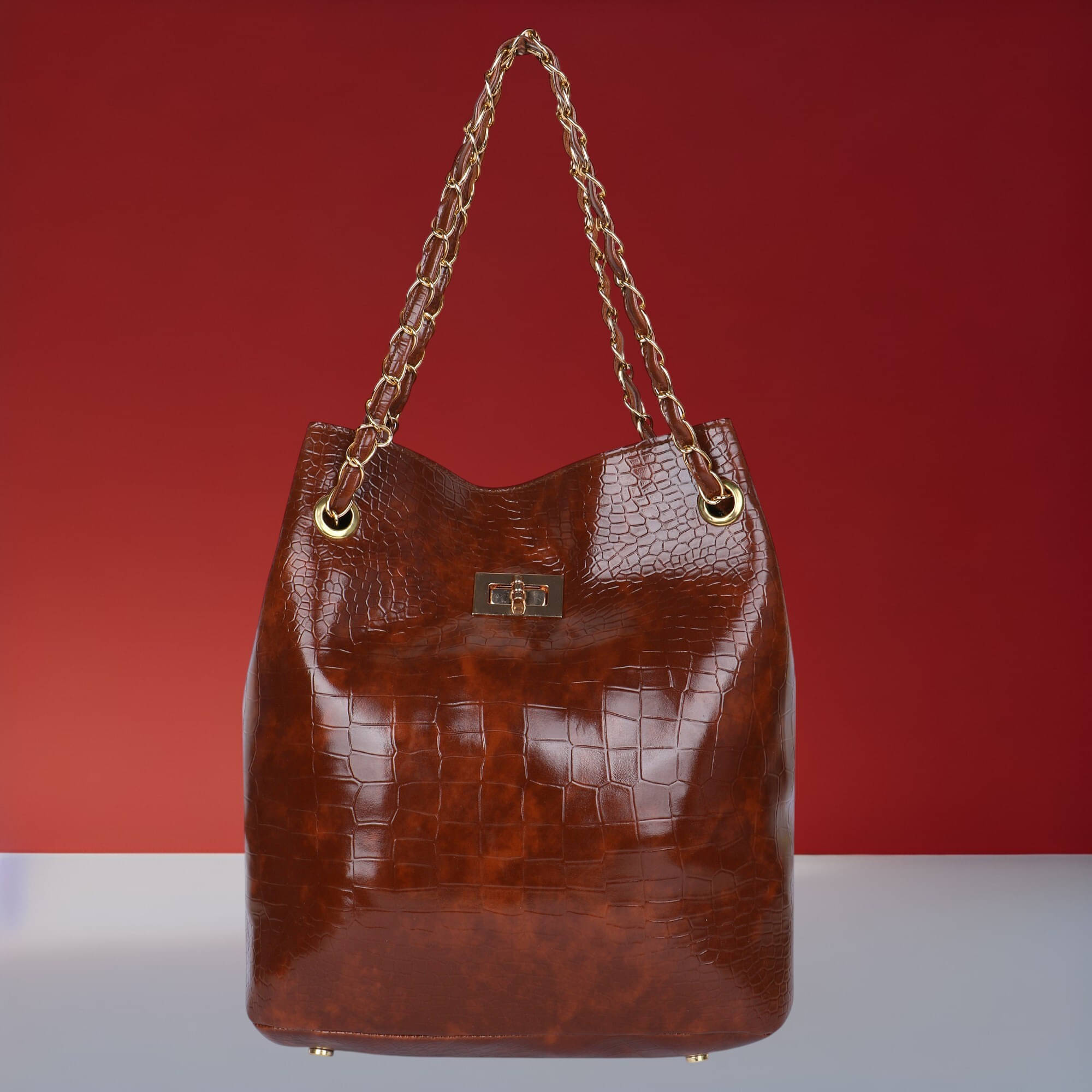     			WOB Handheld Bag Faux Leather Set of 1 ( Tan )