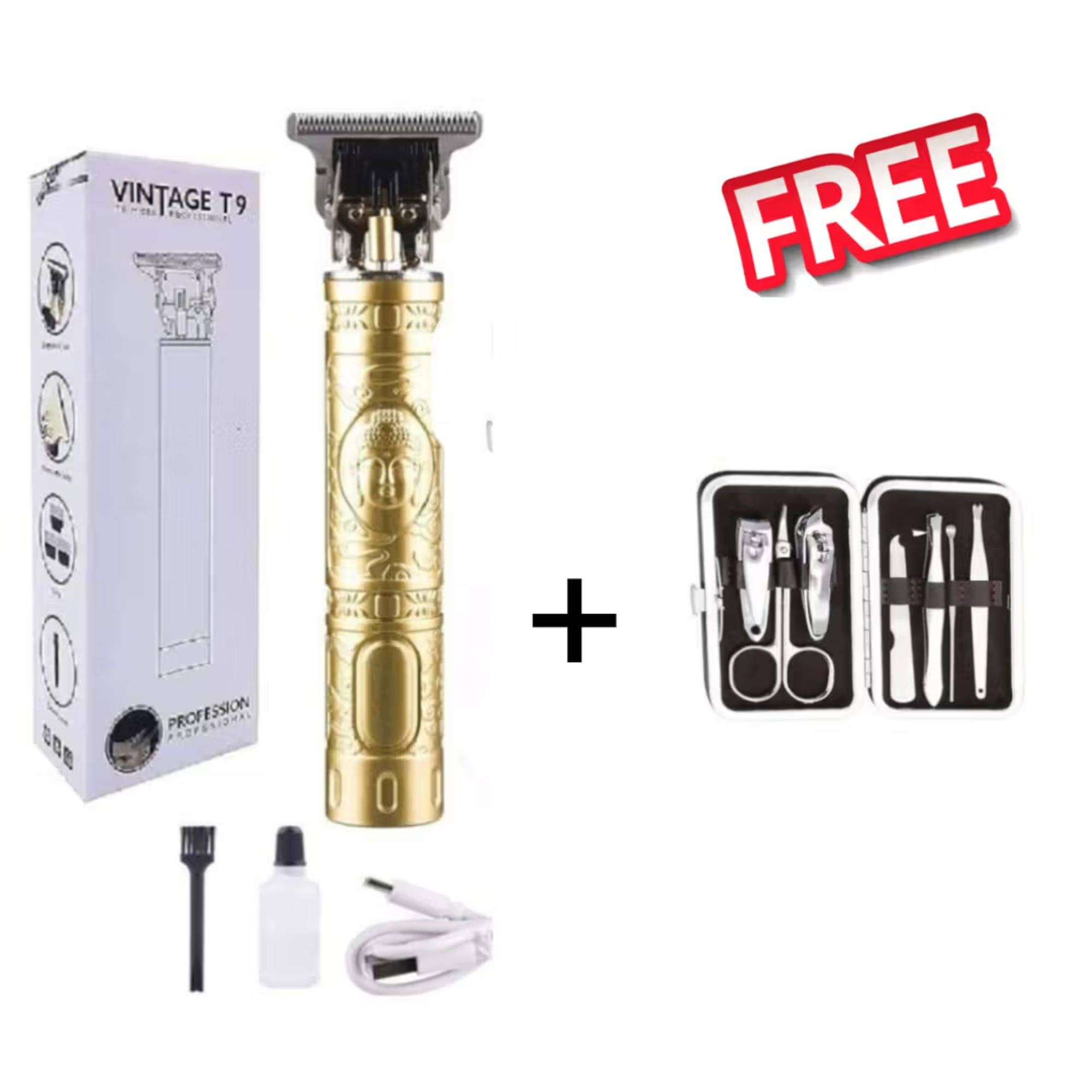     			wagari T9 Plastic+7 Pcs Kit Gold Cordless Beard Trimmer With 60 minutes Runtime
