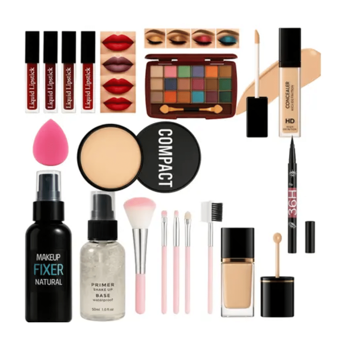     			69 Farbtone Makeup Kit ( eyeshadow, compact, foundation, brush, lipistik, fixer, primer, puf, concelear, red pen )