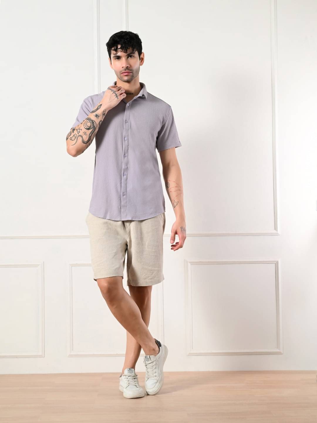 7 GEN Cotton Blend Regular Fit Solids Half Sleeves Men's Casual Shirt - Purple ( Pack of 1 )     			7 GEN Cotton Blend Regular Fit Solids Half Sleeves Men's Casual Shirt - Purple ( Pack of 1 )