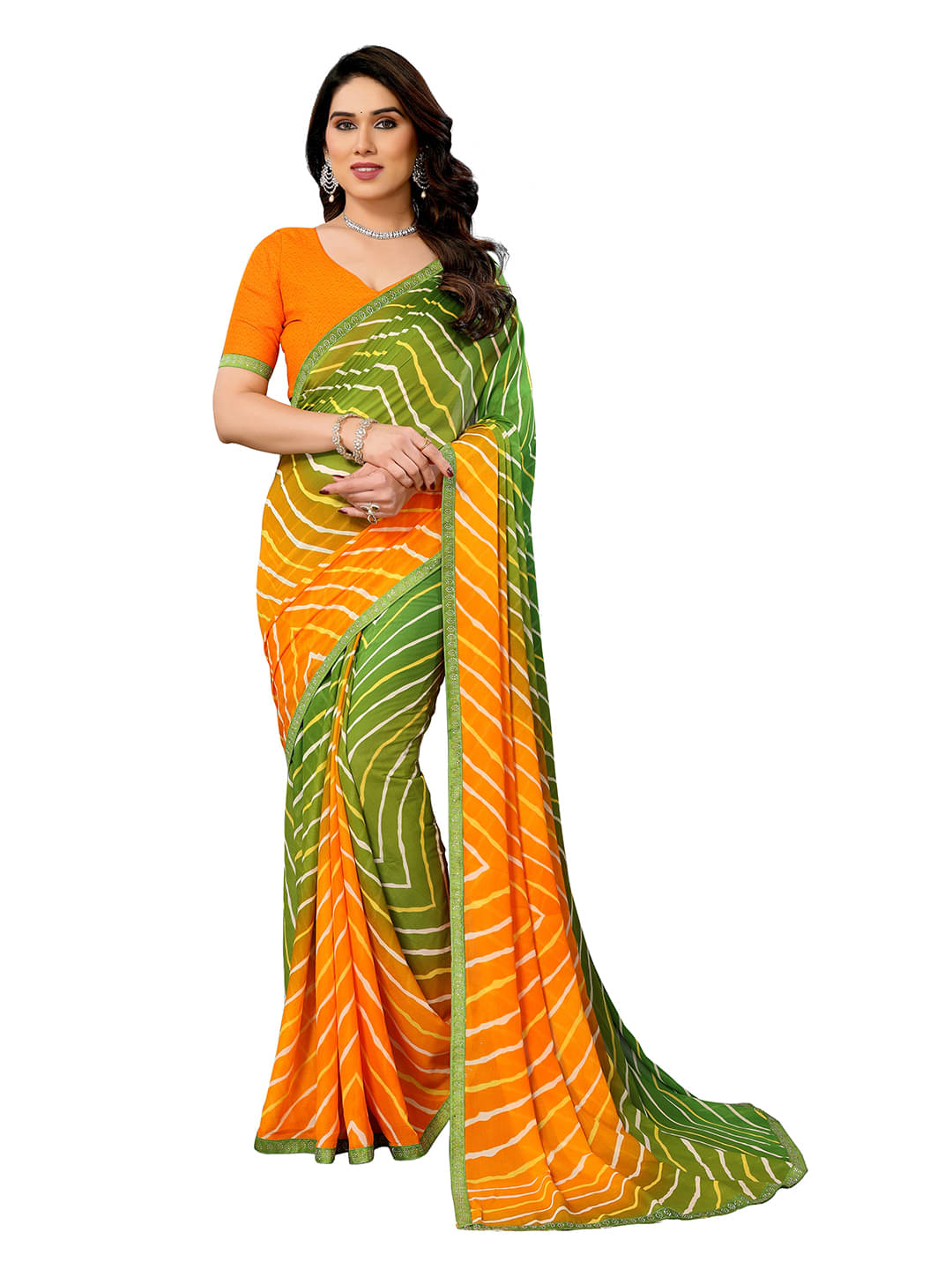 ANAND SAREES Georgette Printed Ilkal Saree With Unstitched Blouse Piece ( Yellow ) ANAND SAREES Georgette Printed Ilkal Saree With Unstitched Blouse Piece ( Yellow )