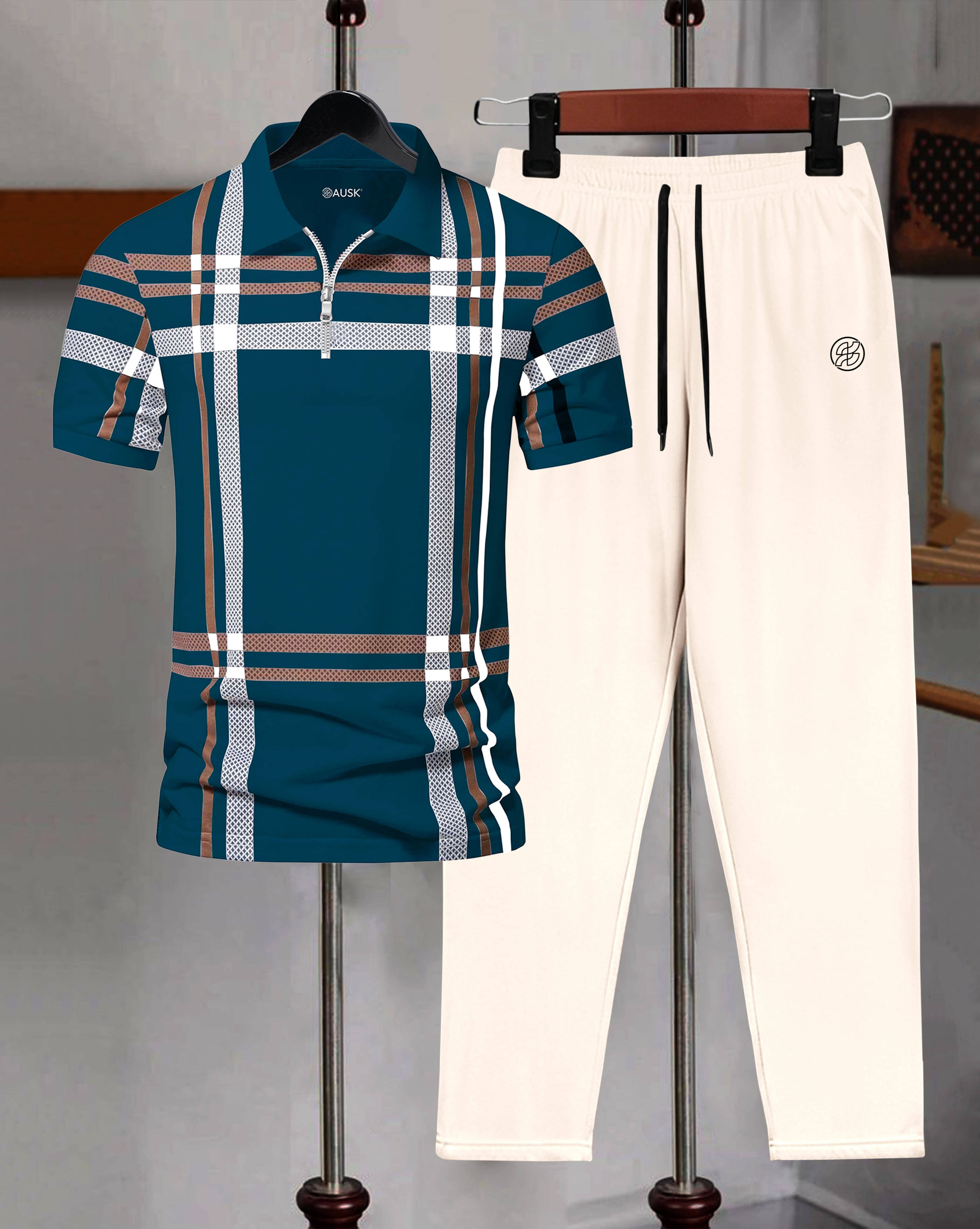 AOOSH Teal Cotton Blend Relaxed Fit Men's Tracksuit ( Pack of 1 )     			AOOSH Teal Cotton Blend Relaxed Fit Men's Tracksuit ( Pack of 1 )