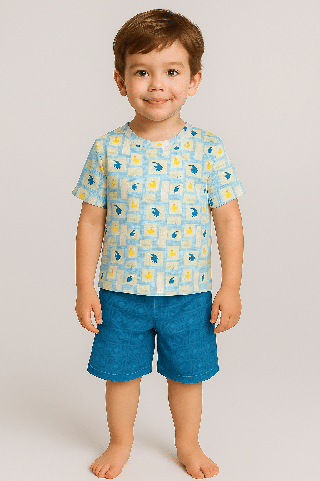     			ASTYLOR Pack of 1 Boys Cotton Blend T-Shirt & Shorts Set ( Blue )