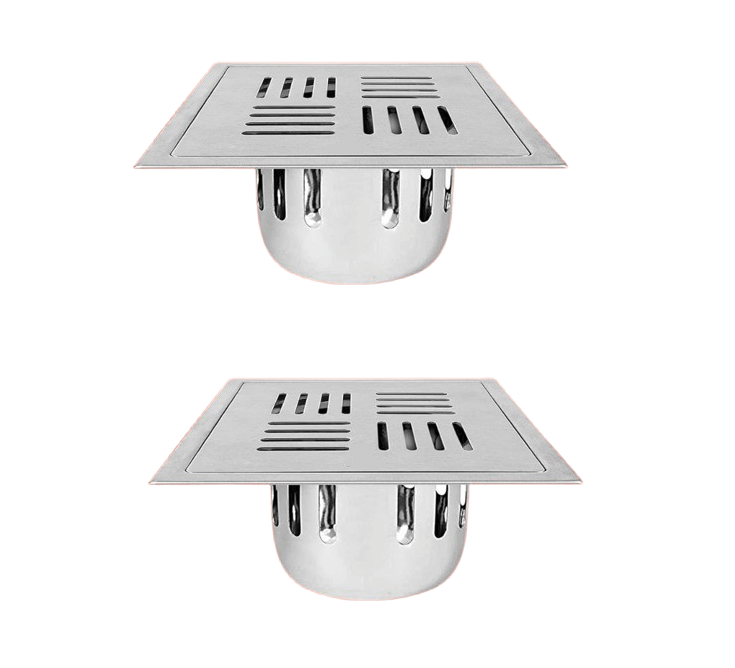 BATHONIX Stainless Steel 5"x5" Fleek Square Plain with Anti Cockroach Water Drain Floor Jali for Bathroom & Kitchen (Pack of 2) BATHONIX Stainless Steel 5"x5" Fleek Square Plain with Anti Cockroach Water Drain Floor Jali for Bathroom & Kitchen (Pack of 2)