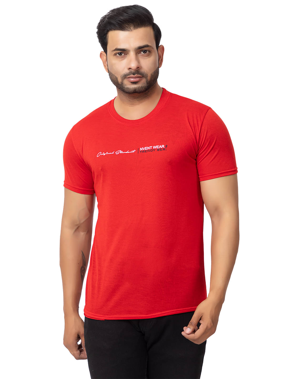 BUFFARO Men Cotton Regular Fit Solid T-Shirt ( Red ) BUFFARO Men Cotton Regular Fit Solid T-Shirt ( Red )