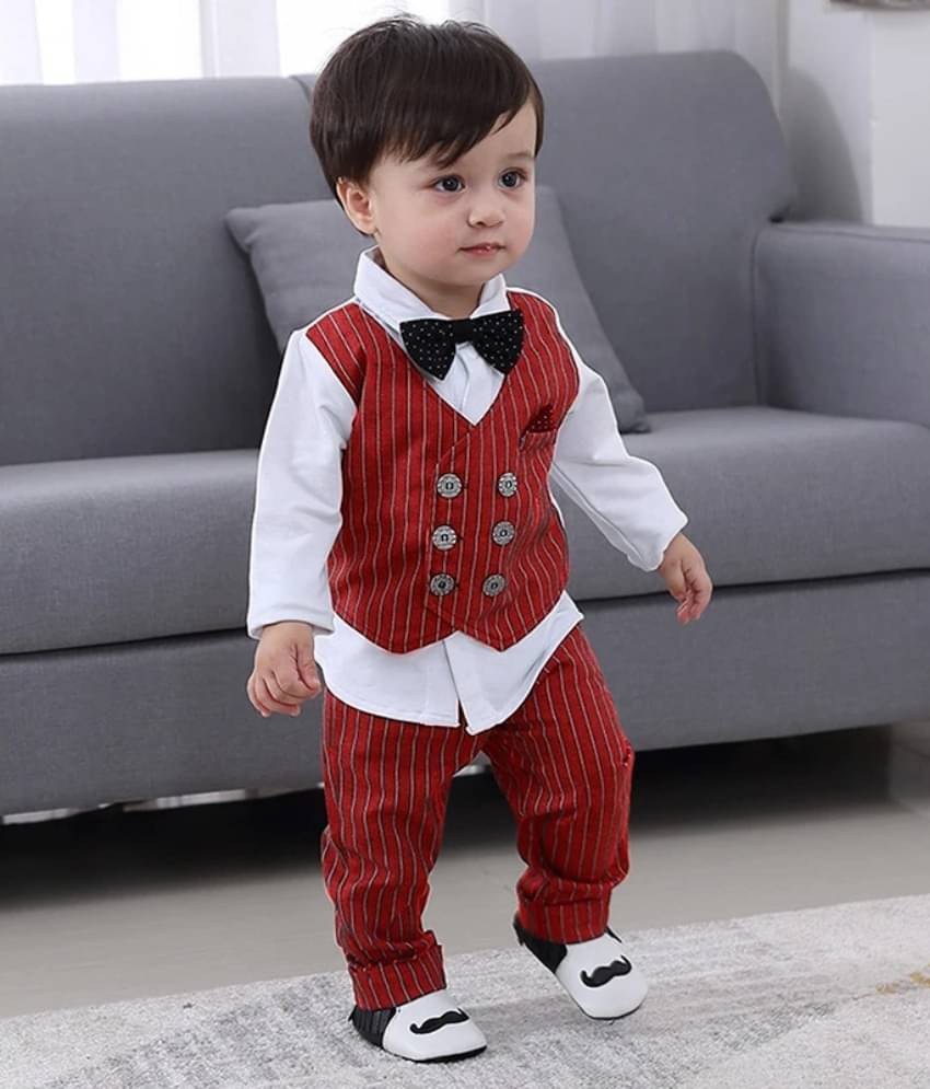     			Belliza Pack of 1 Boys Cotton Blend Shirt & Pants Set ( Red )