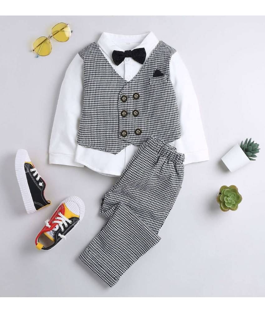     			Belliza Pack of 1 Boys Cotton Blend Shirt & Pants Set ( White )