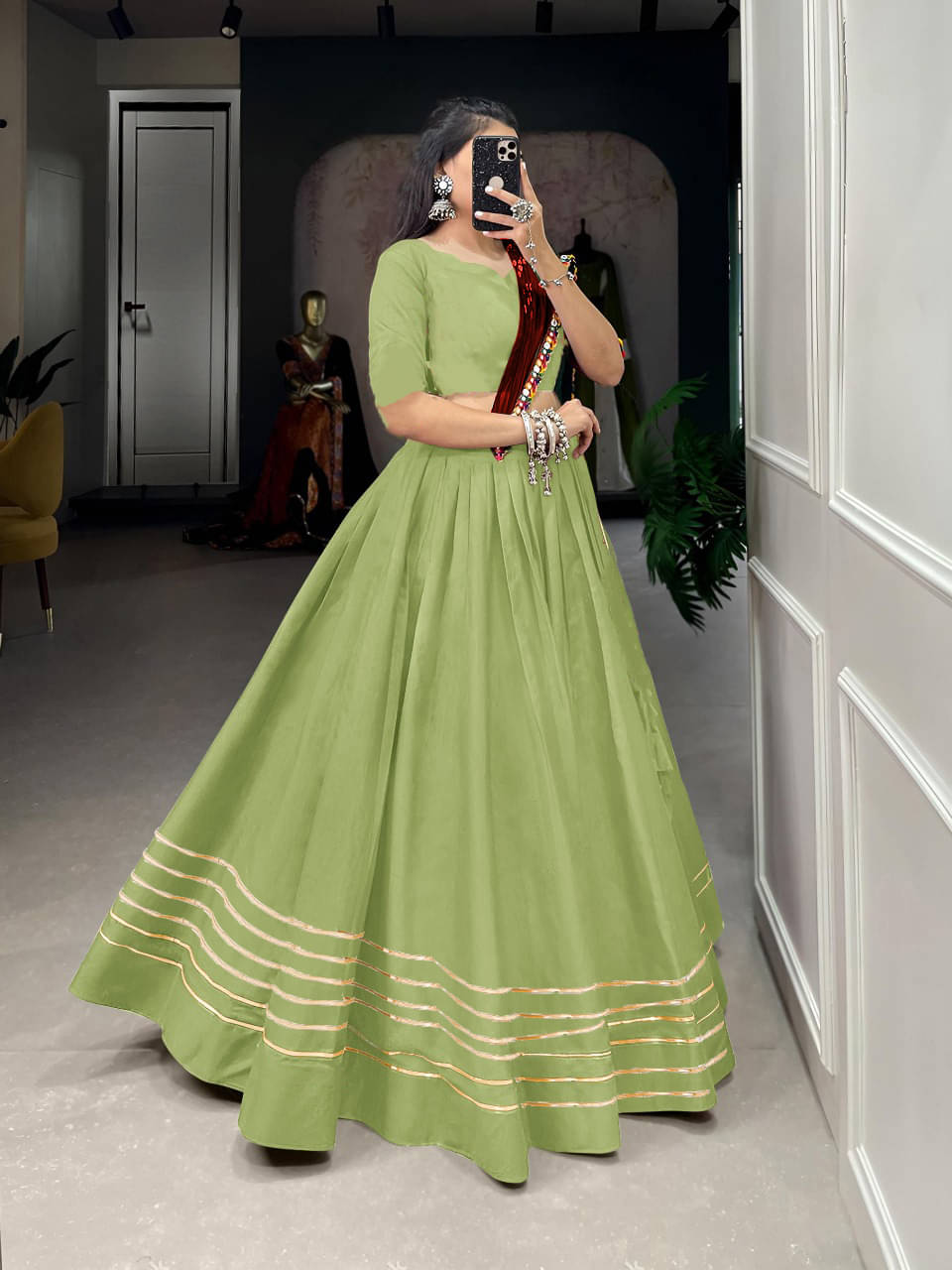 CYNOR Green,Maroon Rayon Chaniya Choli Semi Stitched Lehenga Single CYNOR Green,Maroon Rayon Chaniya Choli Semi Stitched Lehenga Single