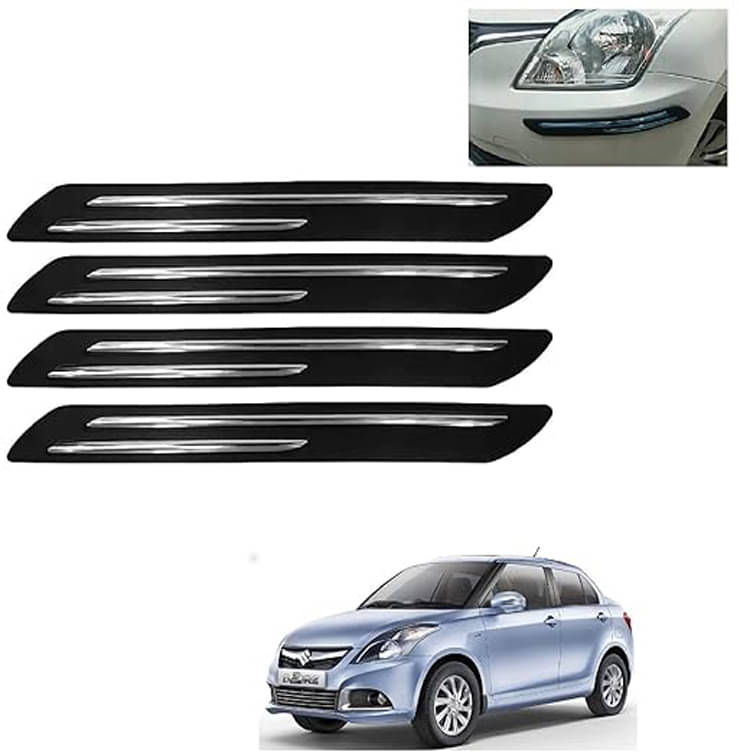 Car Bumper Protector Guards, Carbon Style, Black, Set of 4, LED Compatible Car Bumper Protector Guards, Carbon Style, Black, Set of 4, LED Compatible