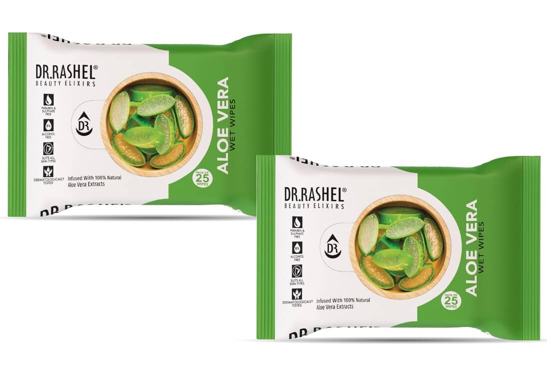 DR.RASHEL Aloe Vera Wet Wipes ( 25 Pcs ) Pack of 2