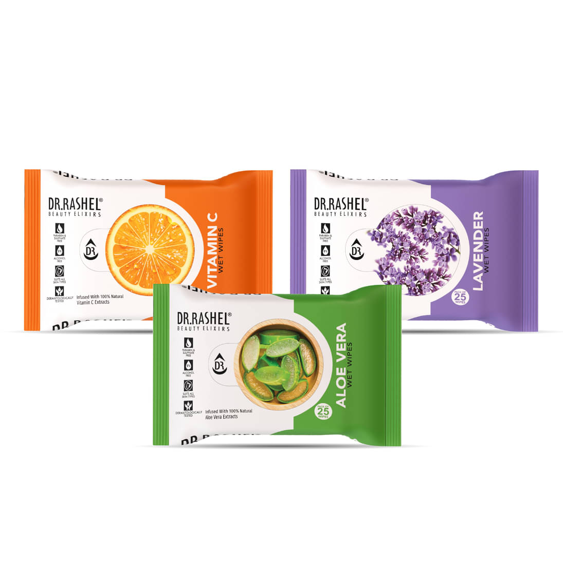 DR.RASHEL Vitamin C, Aloe Vera, Lavender Wet Wipes ( 75 Pcs ) Pack of 3 DR.RASHEL Vitamin C, Aloe Vera, Lavender Wet Wipes ( 75 Pcs ) Pack of 3