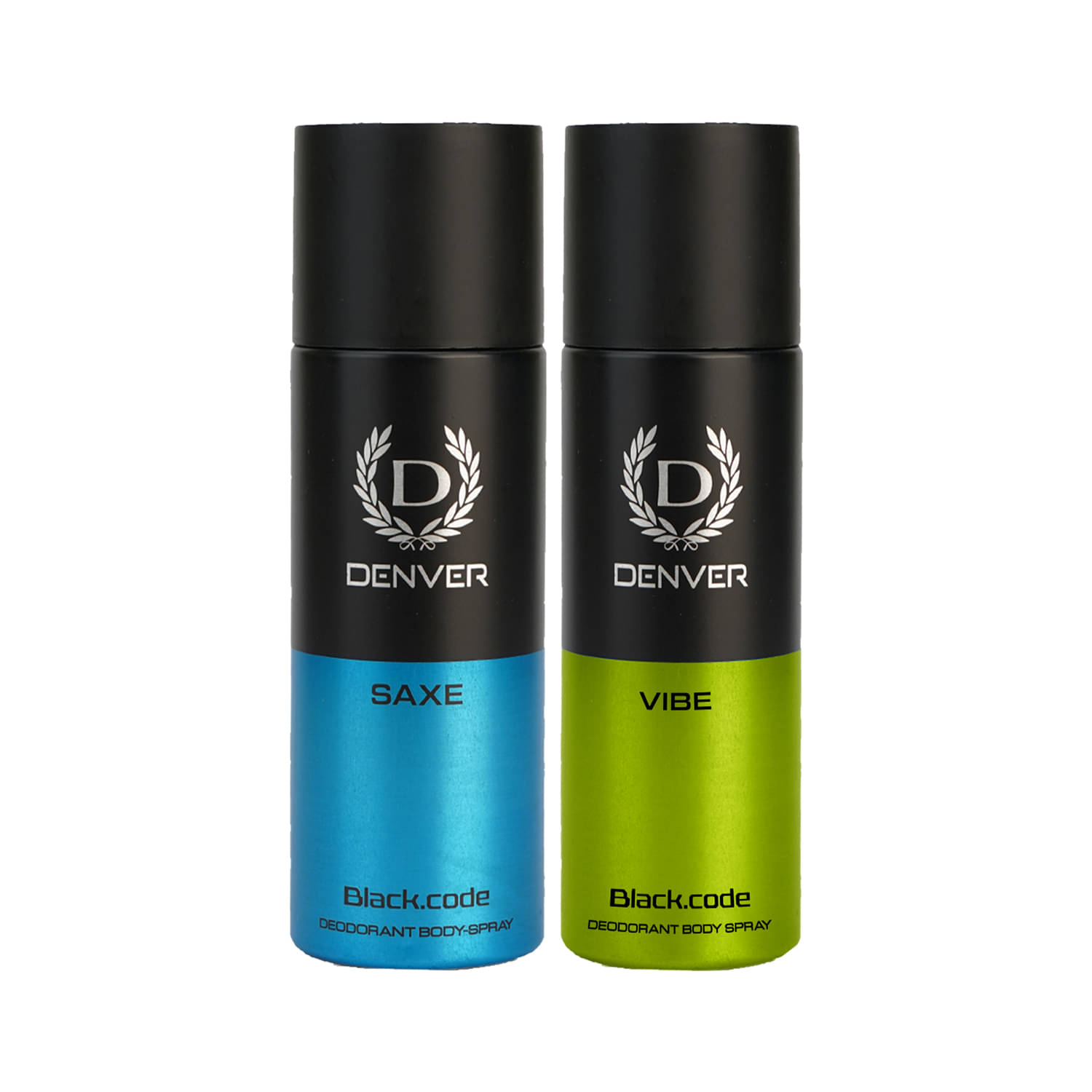     			Denver Black Code Saxe & Vibe Long Lasting Deodorant Spray For Men 150 ml Each (Pack of 2)