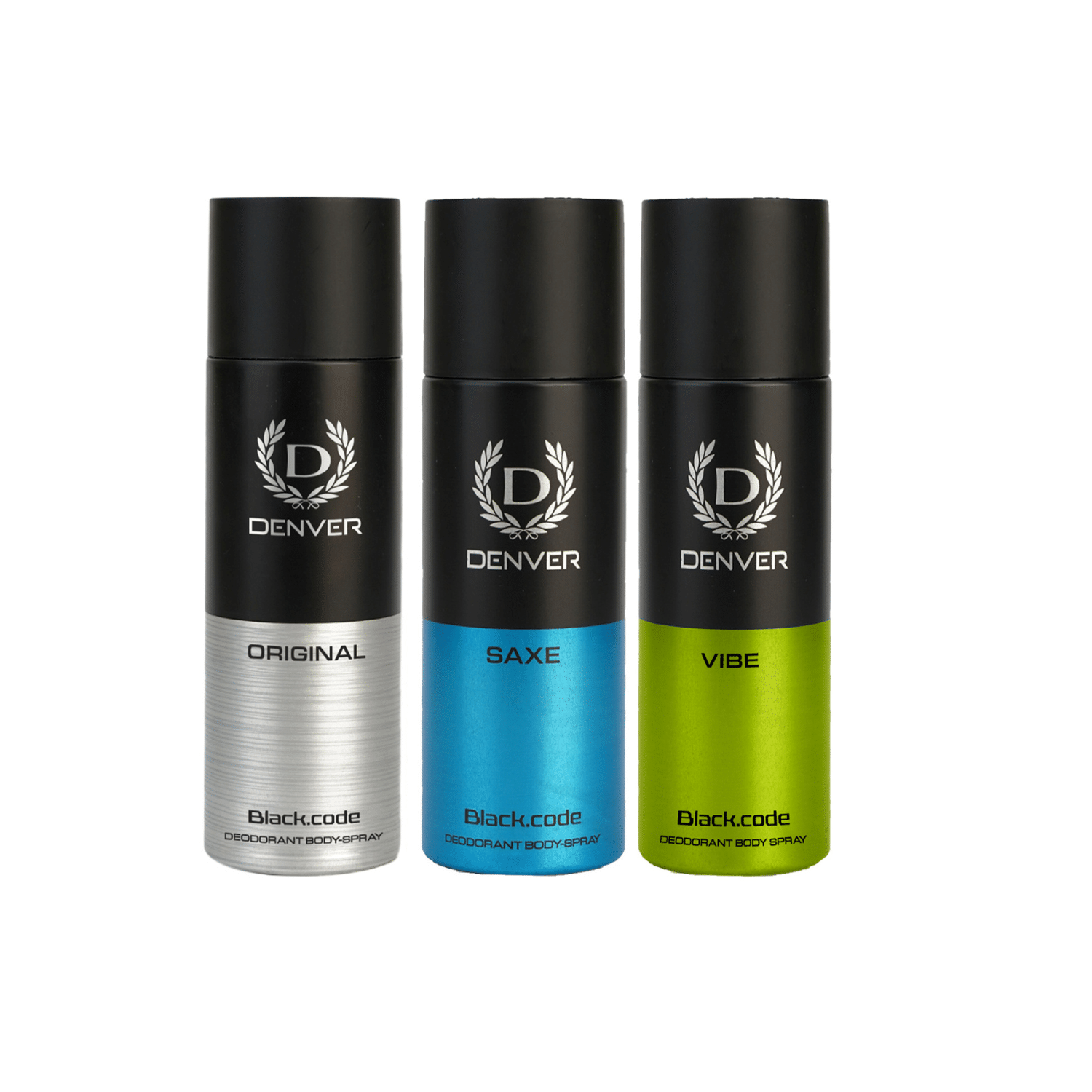 Denver Blackcode Original,Saxe &Vibe 150ml Each Deodorant Spray for Men 450 ml ( Pack of 3 ) Denver Blackcode Original,Saxe &Vibe 150ml Each Deodorant Spray for Men 450 ml ( Pack of 3 )