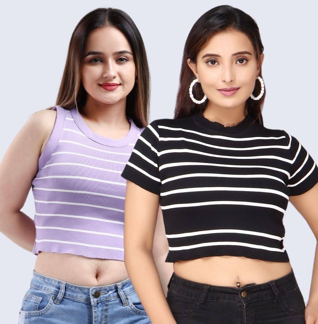     			FEVERFEW Women's Cotton Crop Top ( Multicolor )