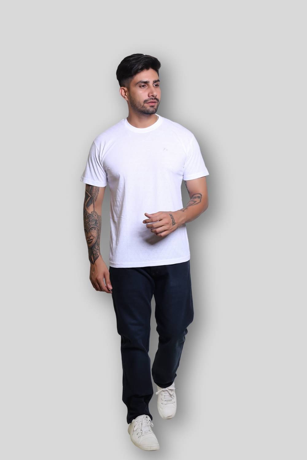     			FLYIND VOGUE OUTFIT Men Cotton Blend Regular Fit Self Design T-Shirt ( White )