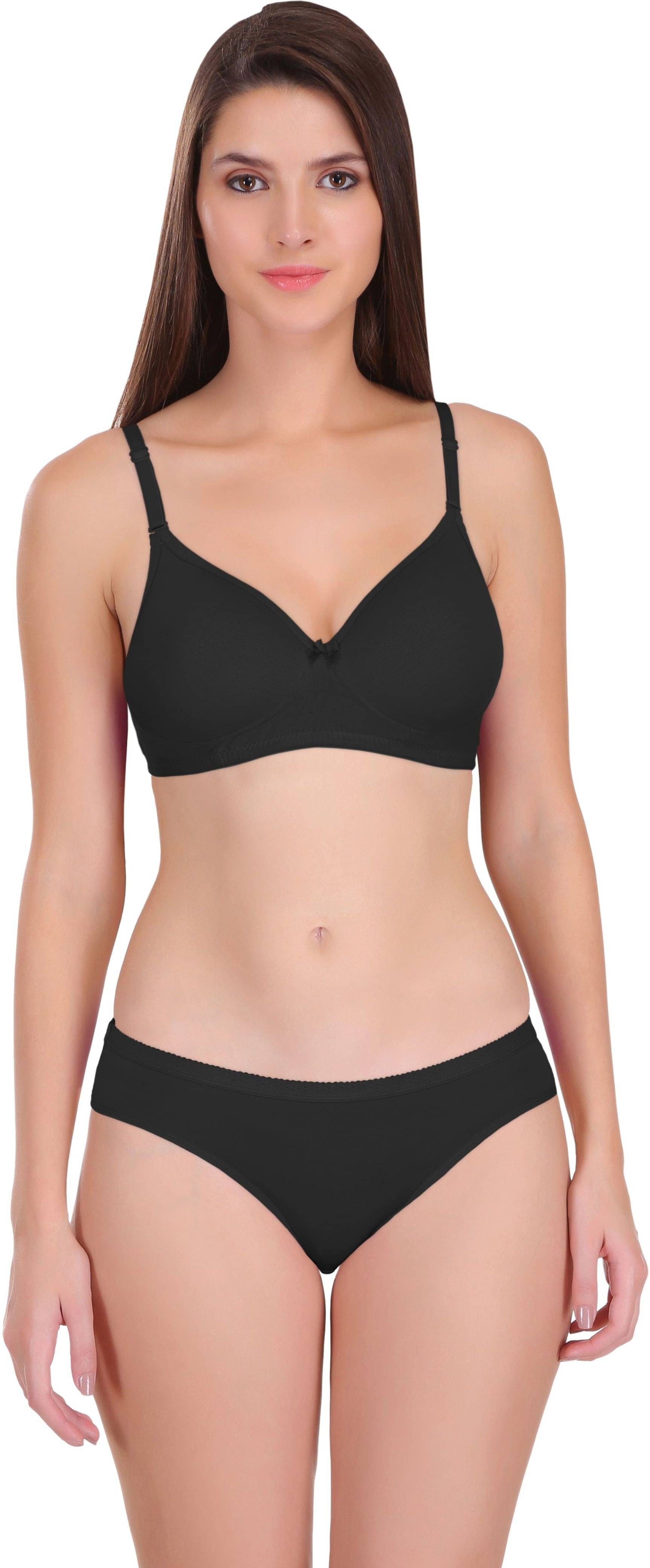     			Featherline Pack of 1 Polyester Bra & Panty Set For Women ( Black )