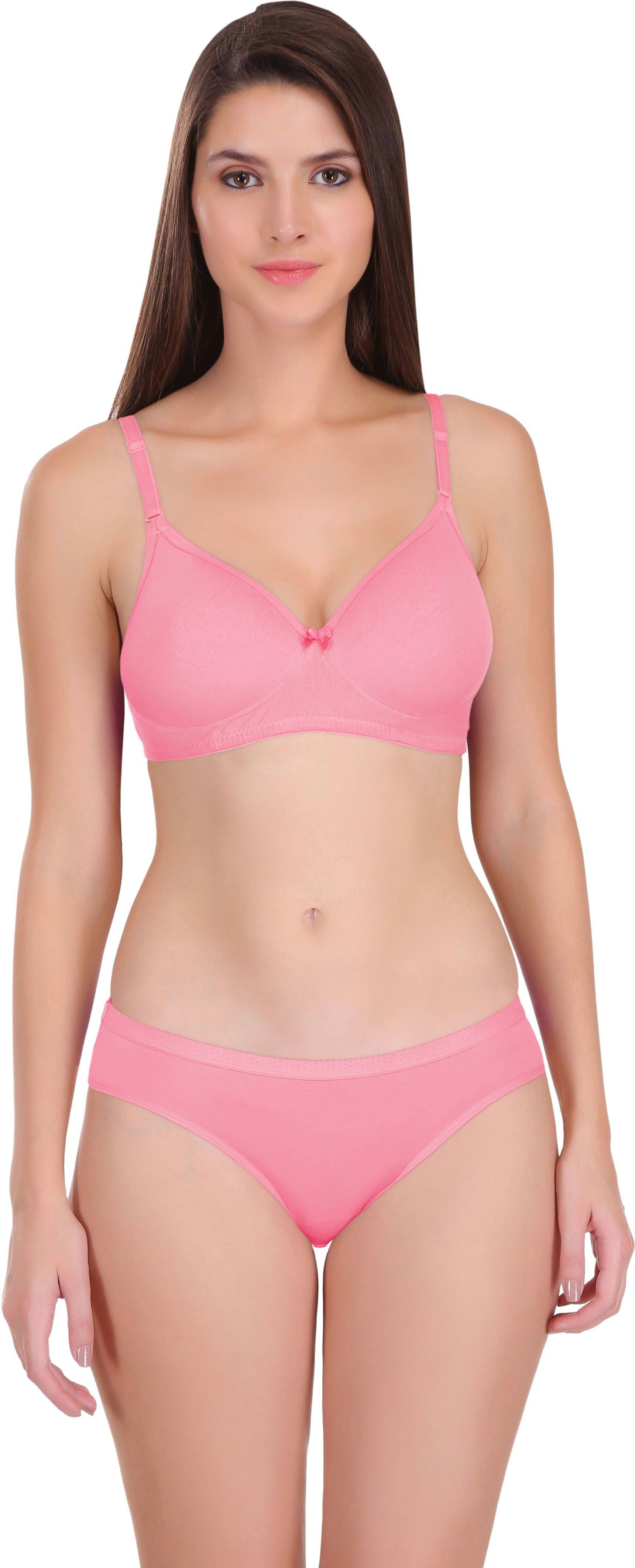     			Featherline Pack of 1 Polyester Bra & Panty Set For Women ( Pink )