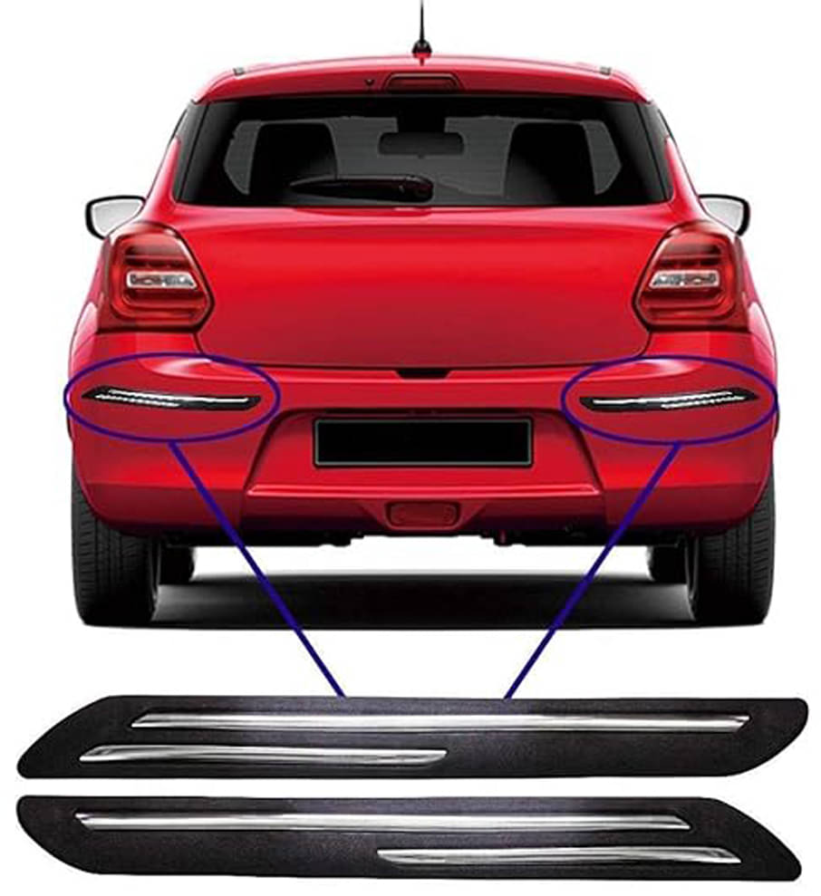 Front & Rear Car DoubleChrome Bumper Safety Guard Protector Pack of 4 Pcs Compatible with All Cars Front & Rear Car DoubleChrome Bumper Safety Guard Protector Pack of 4 Pcs Compatible with All Cars